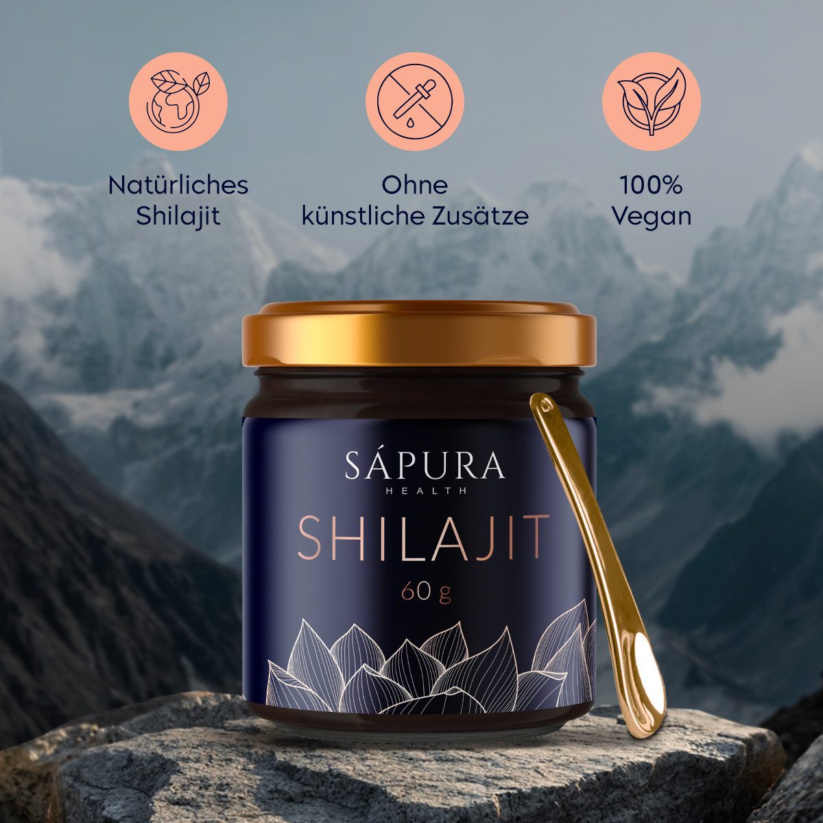 SAPURA Health Shilajit Harz * Fulvin & Huminsäure * Laborbericht & Zertifikat Harz, 60 g