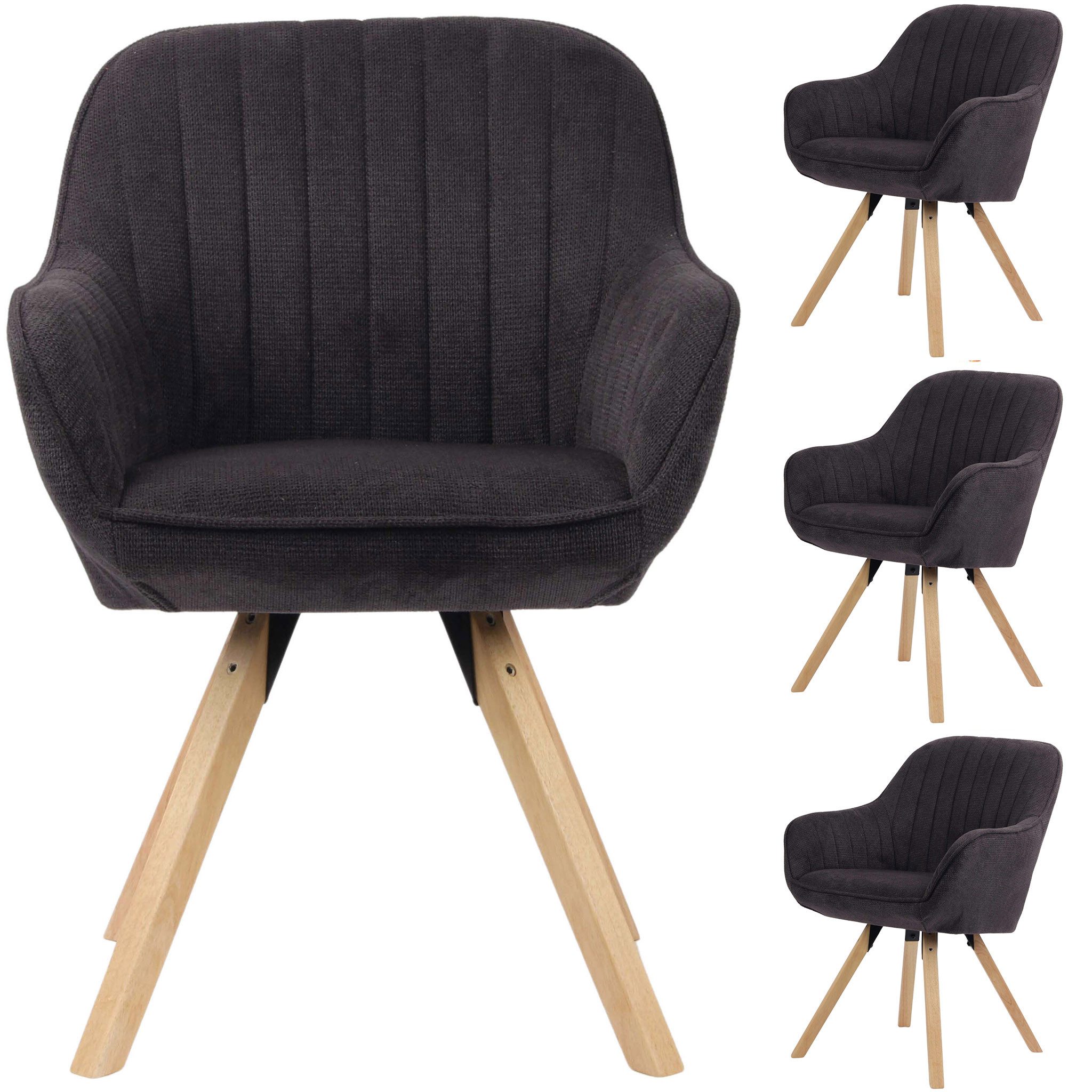 bene living Loungesessel Matera - drehbar - dunkelgrau (4-St., 4er Set), helles Holz-Gestell - durchgehende Arm- und Rückenlehne