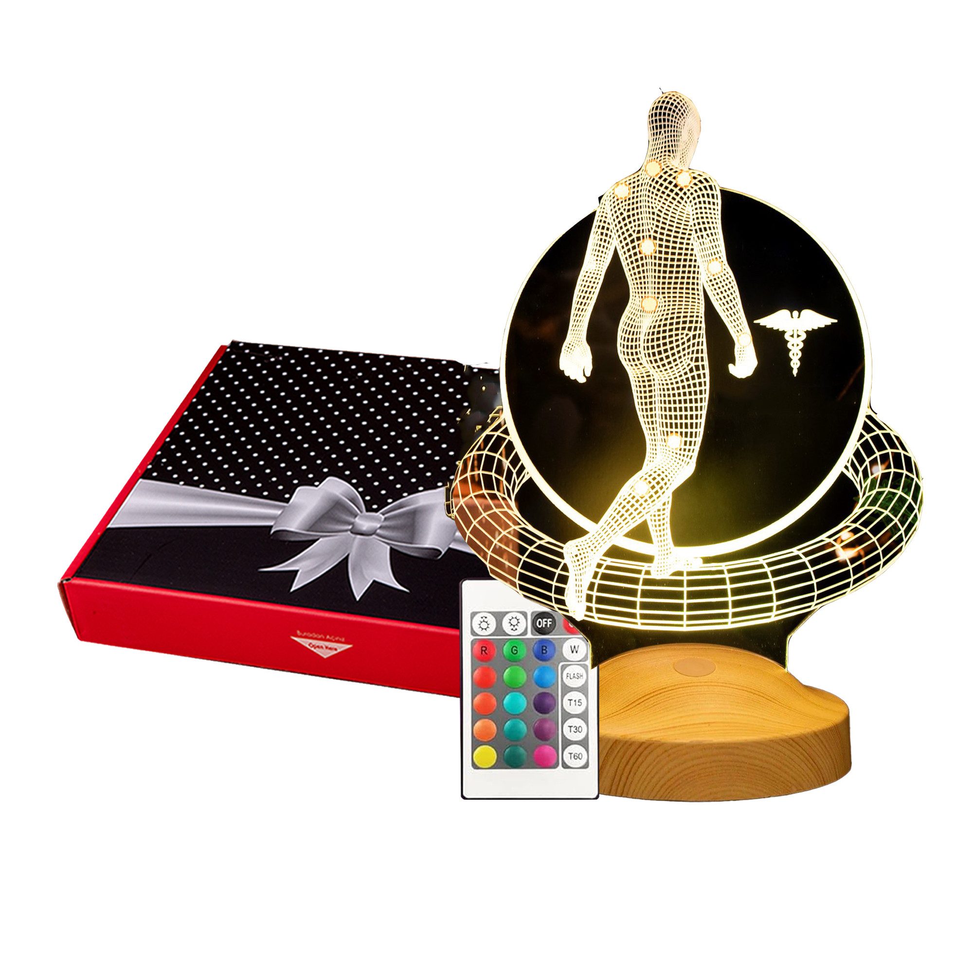 Geschenkelampe LED Nachttischlampe Physiotherapeut 3D Tischlampe günstig online kaufen