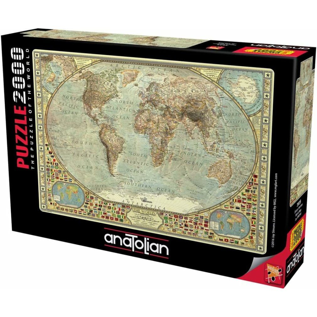 ANATOLIAN Puzzle ANATOLISCHES Puzzle Weltkarte 2000 Teile, Puzzleteile