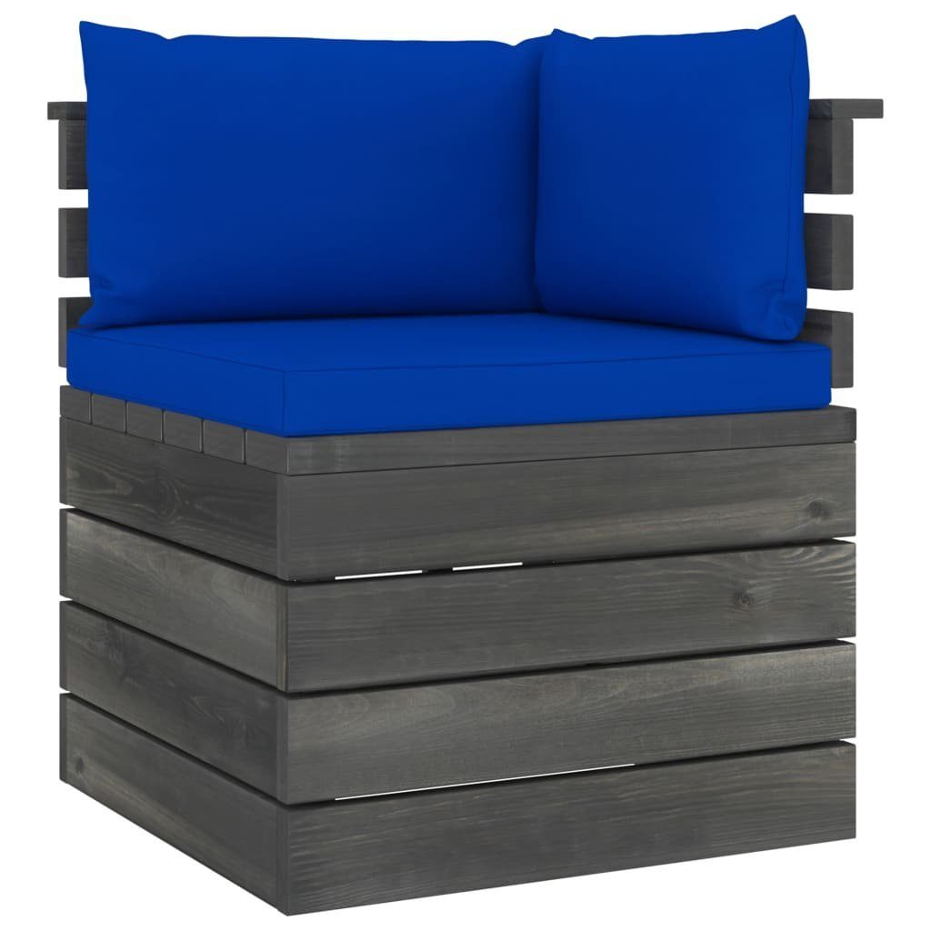 (5-tlg) 5-tlg. vidaXL Kissen Blau Gartenlounge-Set Paletten mit aus Kiefernholz, Garten-Sofagarnitur