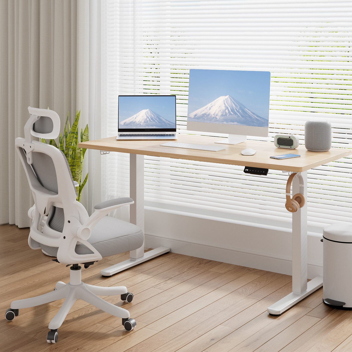 Furnicopia Schreibtisch Höhenverstellbar mit einer 25 mm dicken einteiligen günstig online kaufen