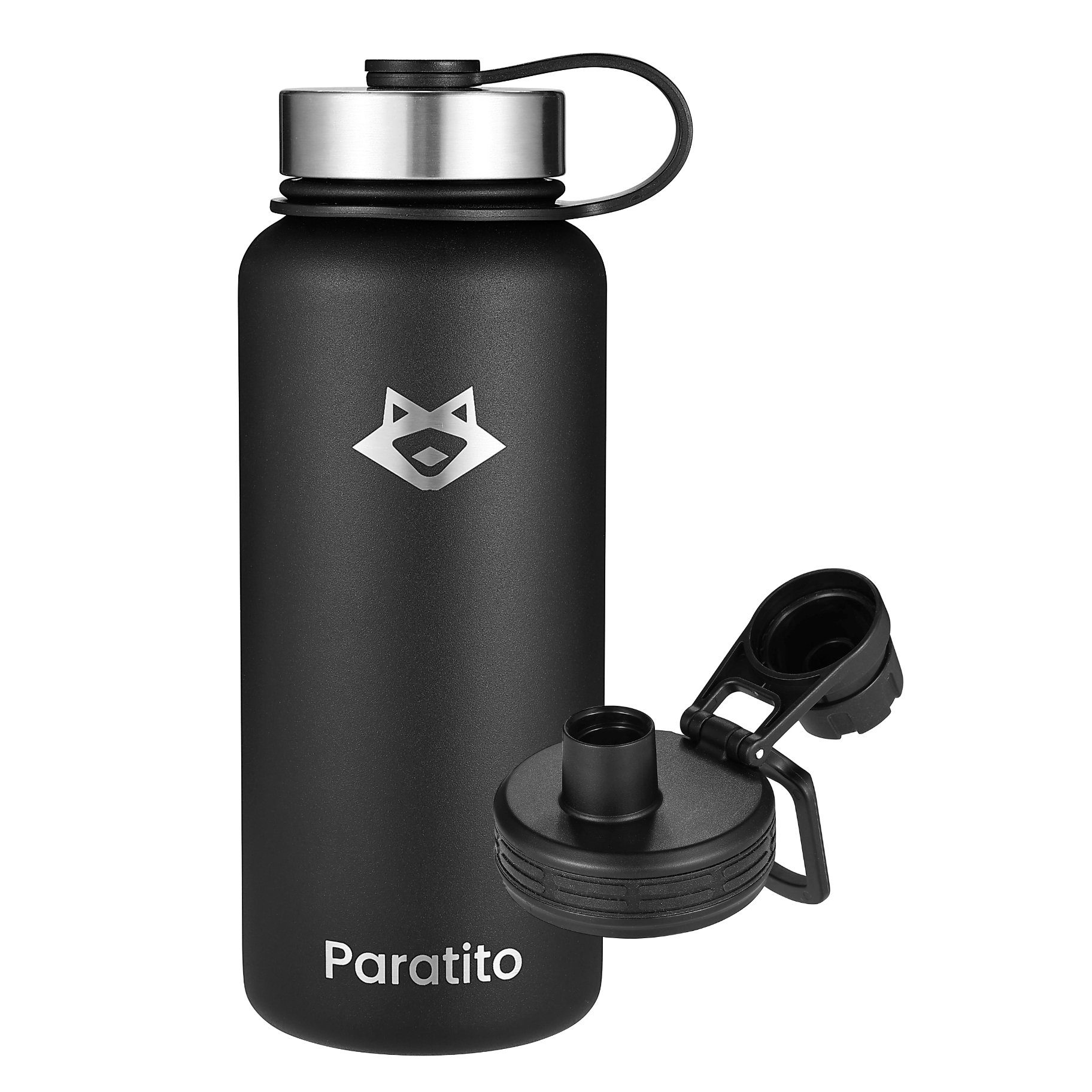 Paratito Isolierflasche Paratito® Sport Bundle, Isolierflasche mit Sport Dreh-Verschluss, Isolierflasche Edelstahl, Kohlensäure, Thermosflasche, Trinkflasche