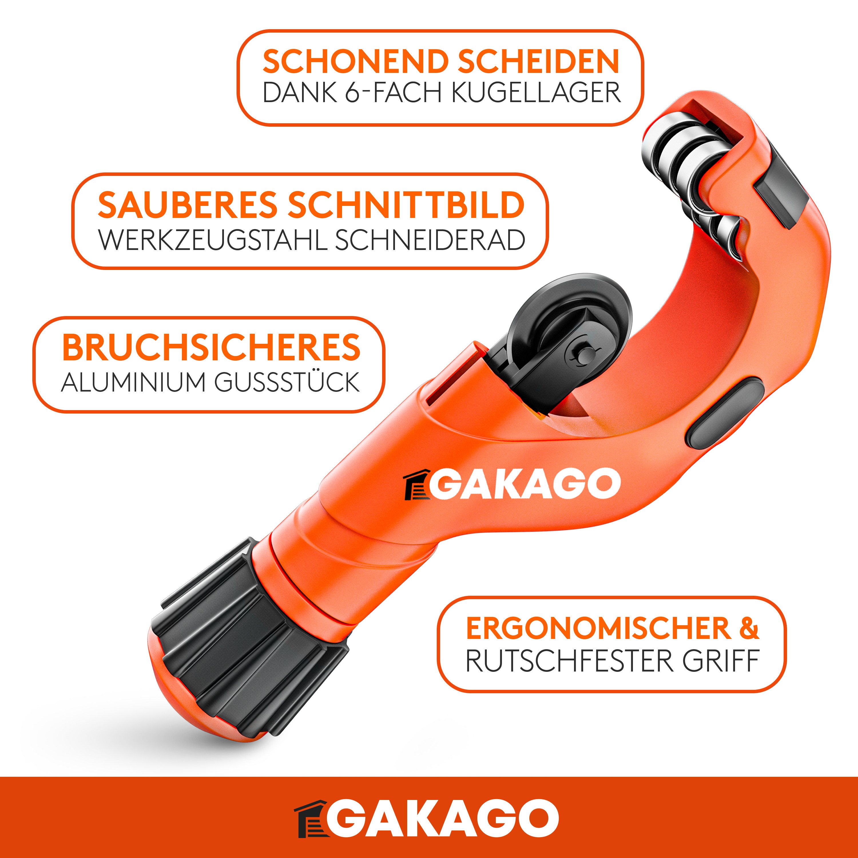 Gakago Rohrschneider, (Set), mit Entgrater für alle gängigen Metalle und Kunststoffe