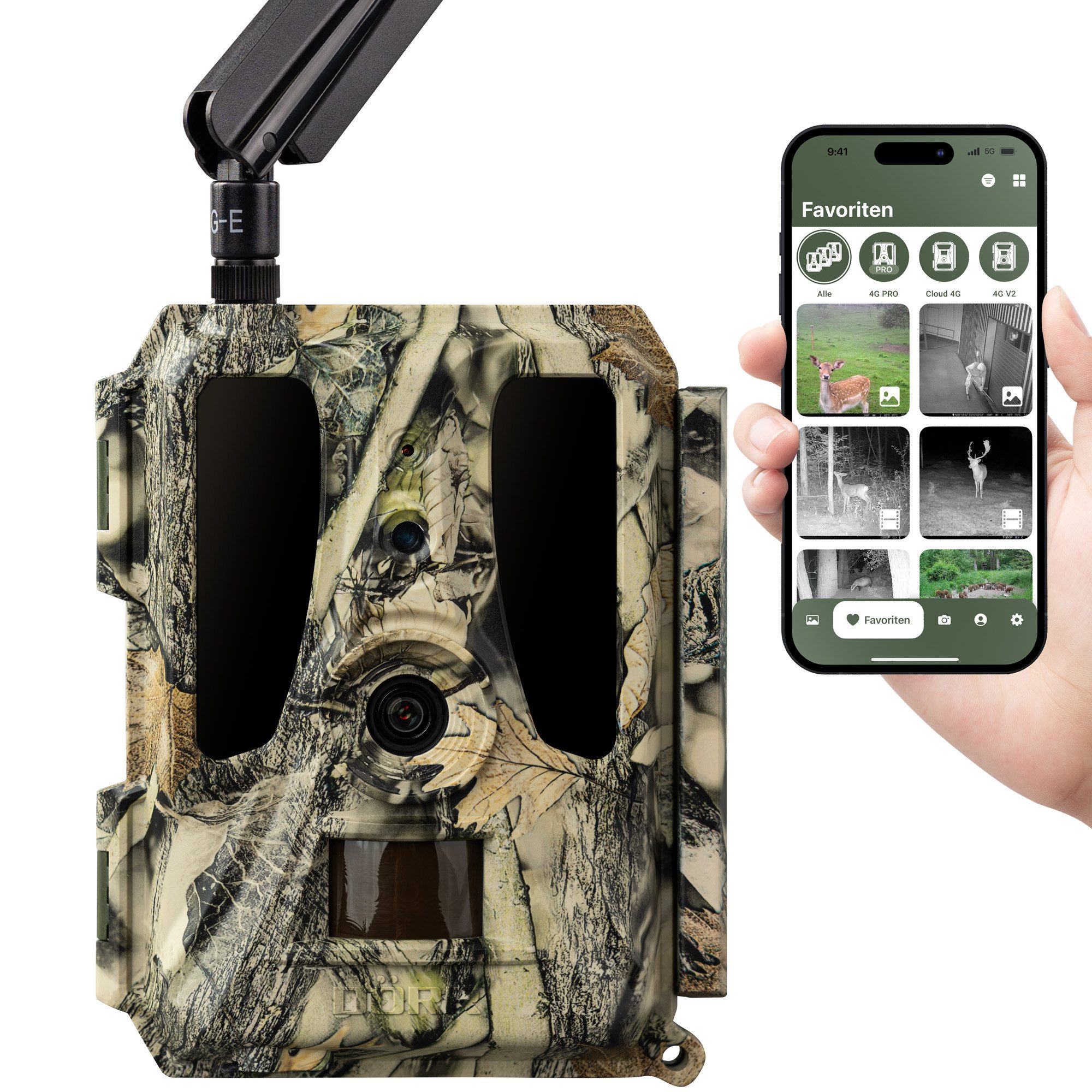 Dörr Wildkamera DÖRR Cloud Pro 4G Überwachungskamera, 60° & 100°, Standard AA (Außenbereich, Innenbereich, Kein SIM-Lock, kein Abozwang, kostenlose DÖRR Cloud App)