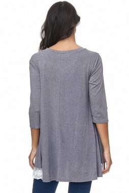 Vanessa & Melissa Blusentop mit Spitze Damen Bluse Tunika 3 Varianten V-Ausschnitt, Casual