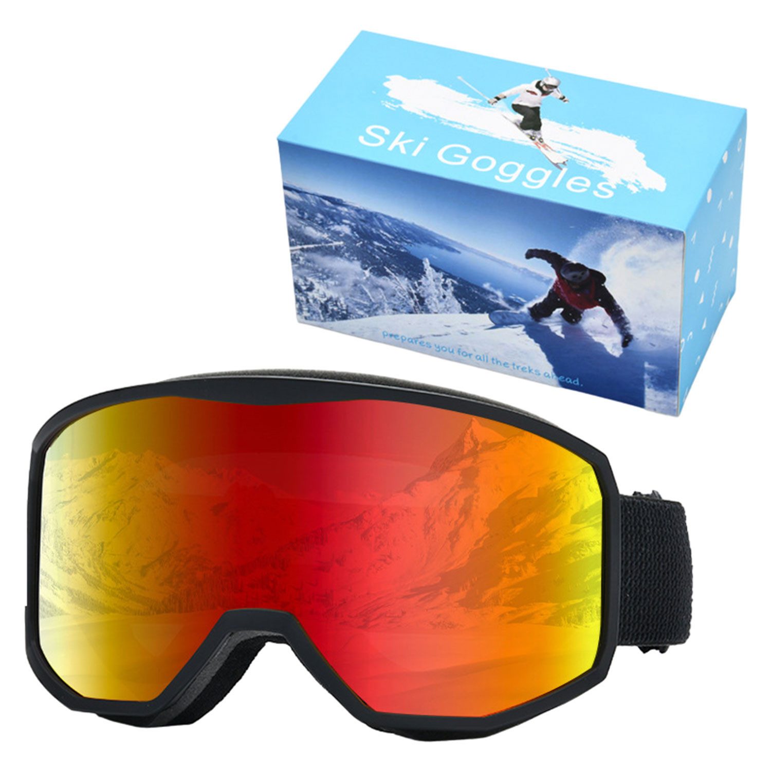 Refttenw Skibrille Outdoor Skibrille,UV-Schutz, Antibeschlag, Verstellbares, OTG-Design