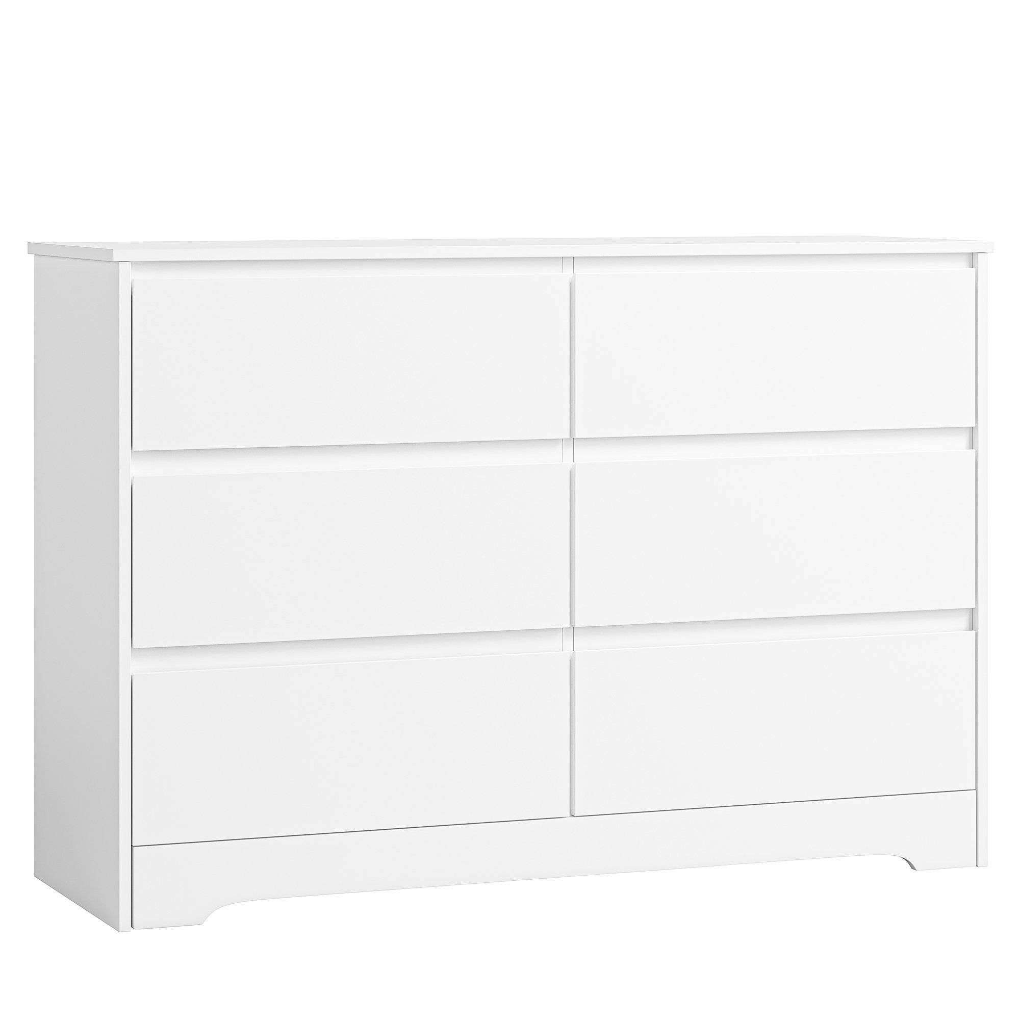Homfa Kommode, Sideboard mit 6 Schubladen, Schlafzimmer Kommode, weiß, 120x40x80cm