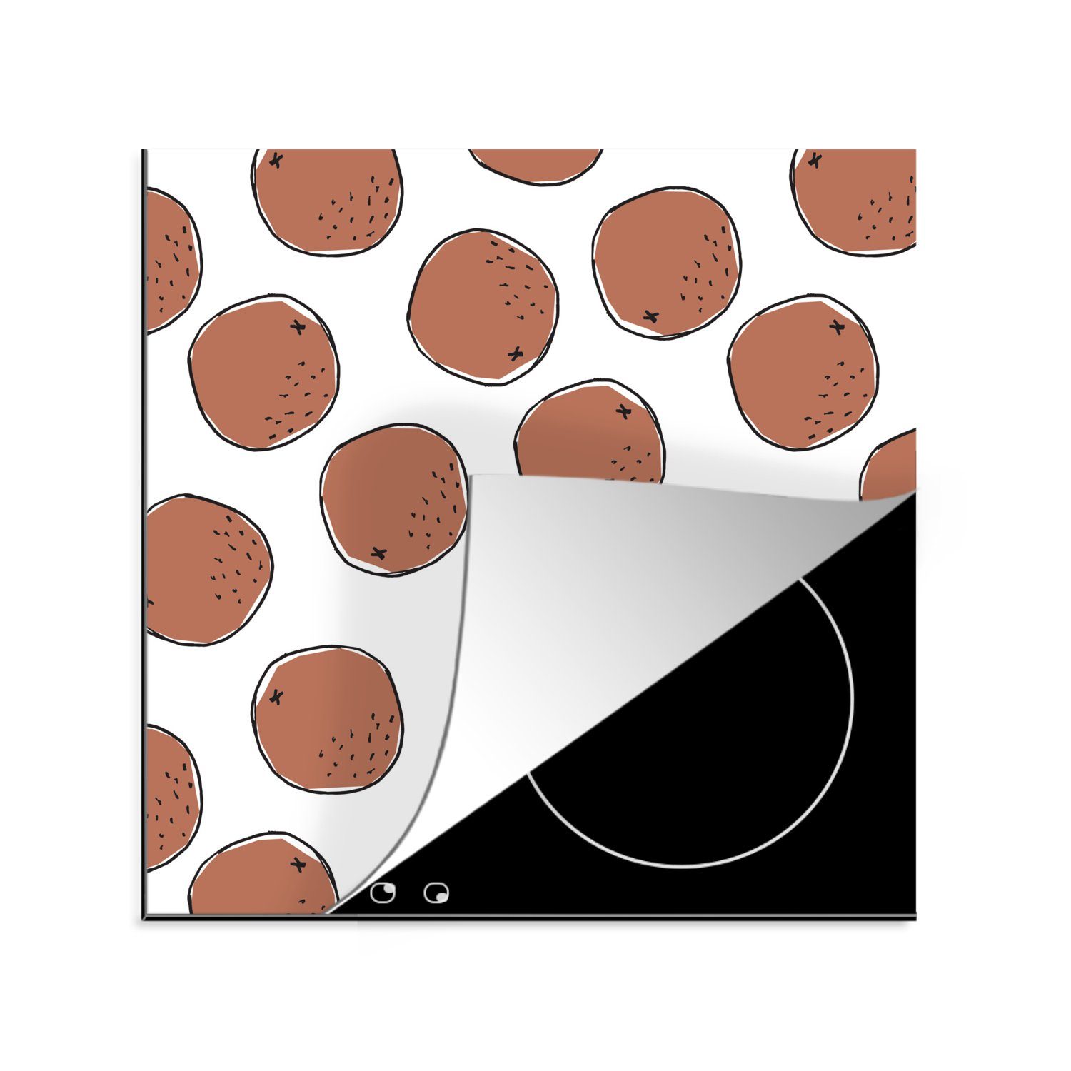 MuchoWow Herdblende-/Abdeckplatte Sommer - Kokosnüsse - Braun - Weiß, Vinyl, (1 tlg), 78x78 cm, Ceranfeldabdeckung, Arbeitsplatte für küche