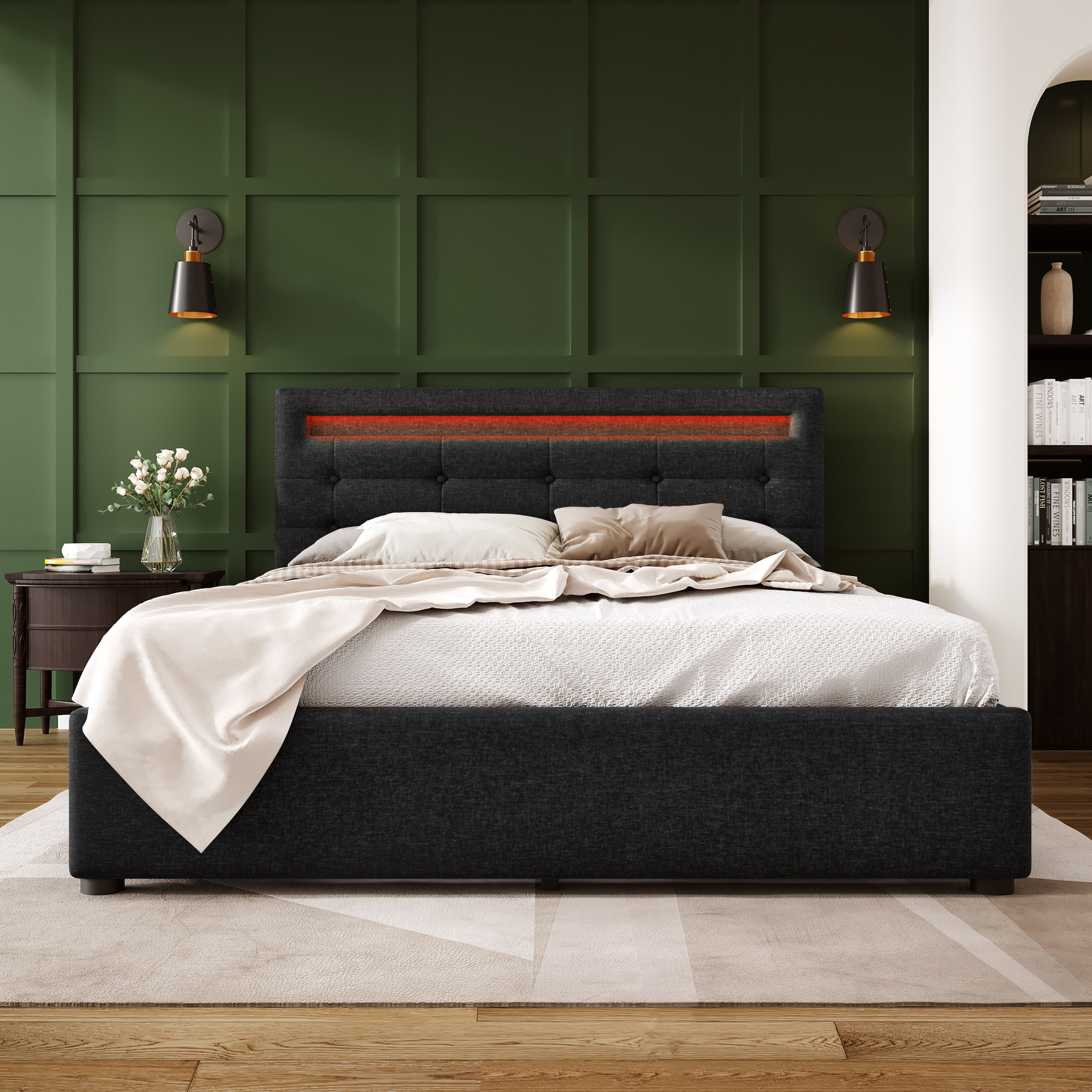 BlingBin Einzelbett Polsterbett Höhenverstellbarem Kopfteil 90/140x200cm günstig online kaufen