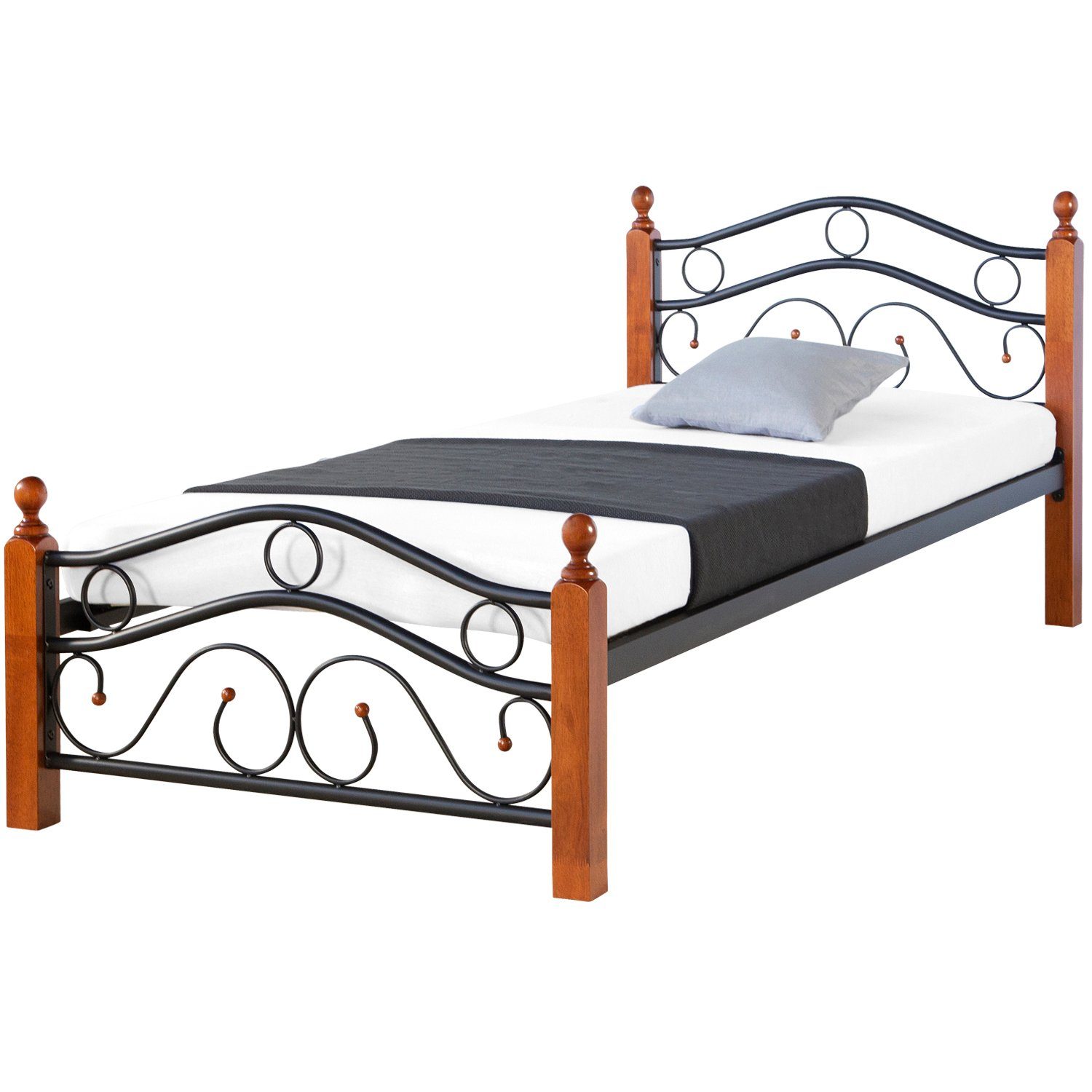 Homestyle4u Metallbett 90x200 Bettgestell Schwarz Einzelbett günstig online kaufen