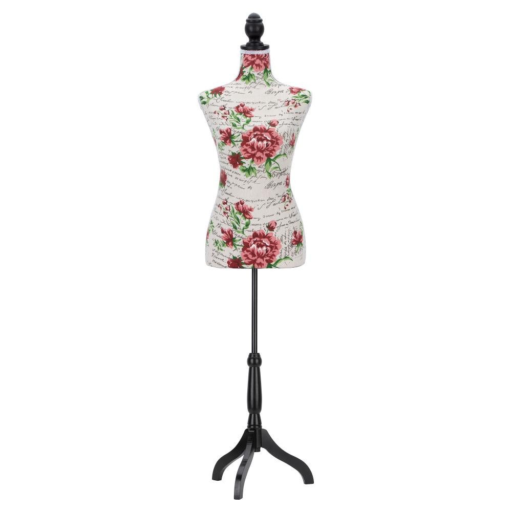 Semplix Schneiderpuppe - Torso, dekorativ, verstellbar, Rosendruck