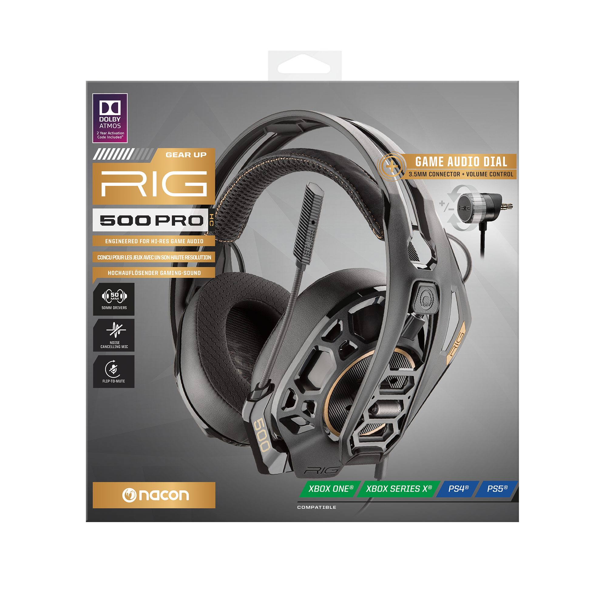 nacon NACON - RIG 500HC PRO [PS4/Xbox One/PC] Gaming-Headset