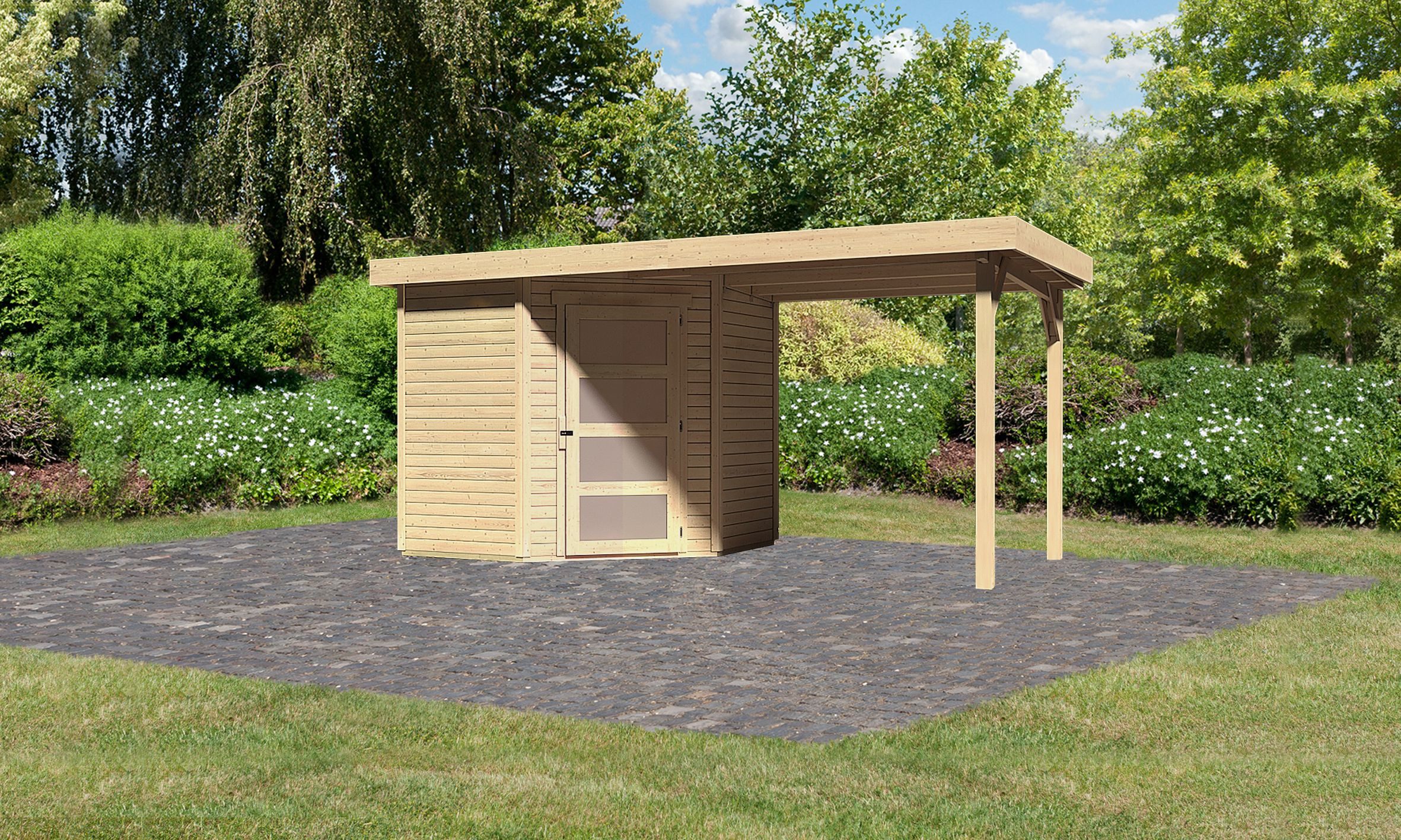 Karibu Gartenhaus Schwandorf 3, BxT: 433x217 cm, aus hochwertiger nordischer Fichte