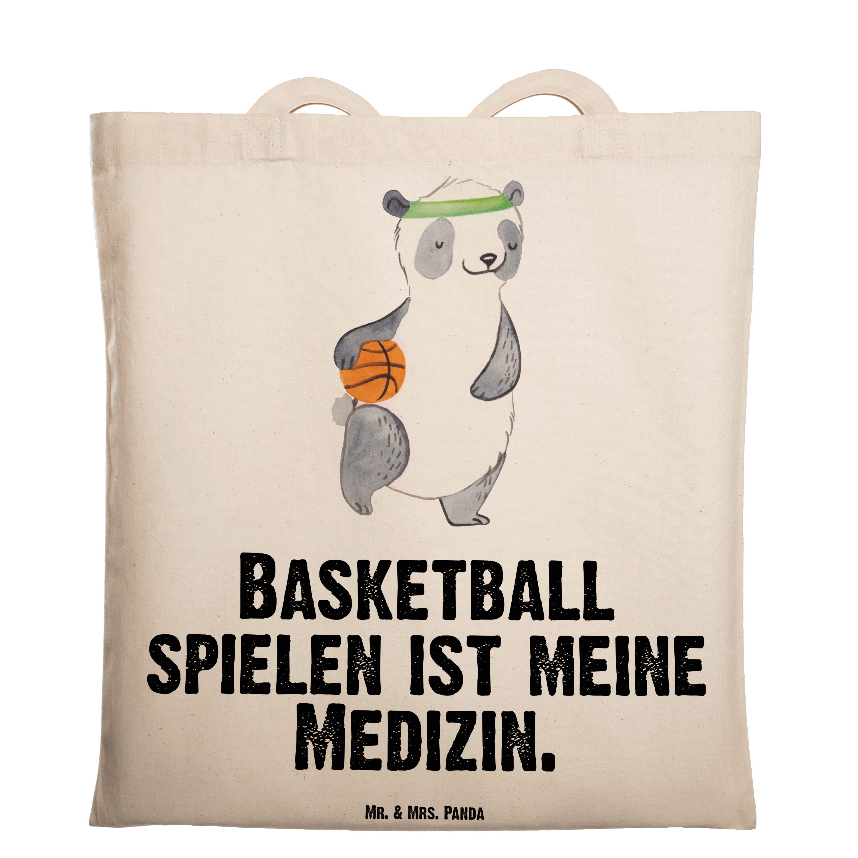 Mr. & Mrs. Panda Tragetasche Panda Basketball Medizin - Transparent - Geschenk, Sportart, Danke, S (1-tlg)