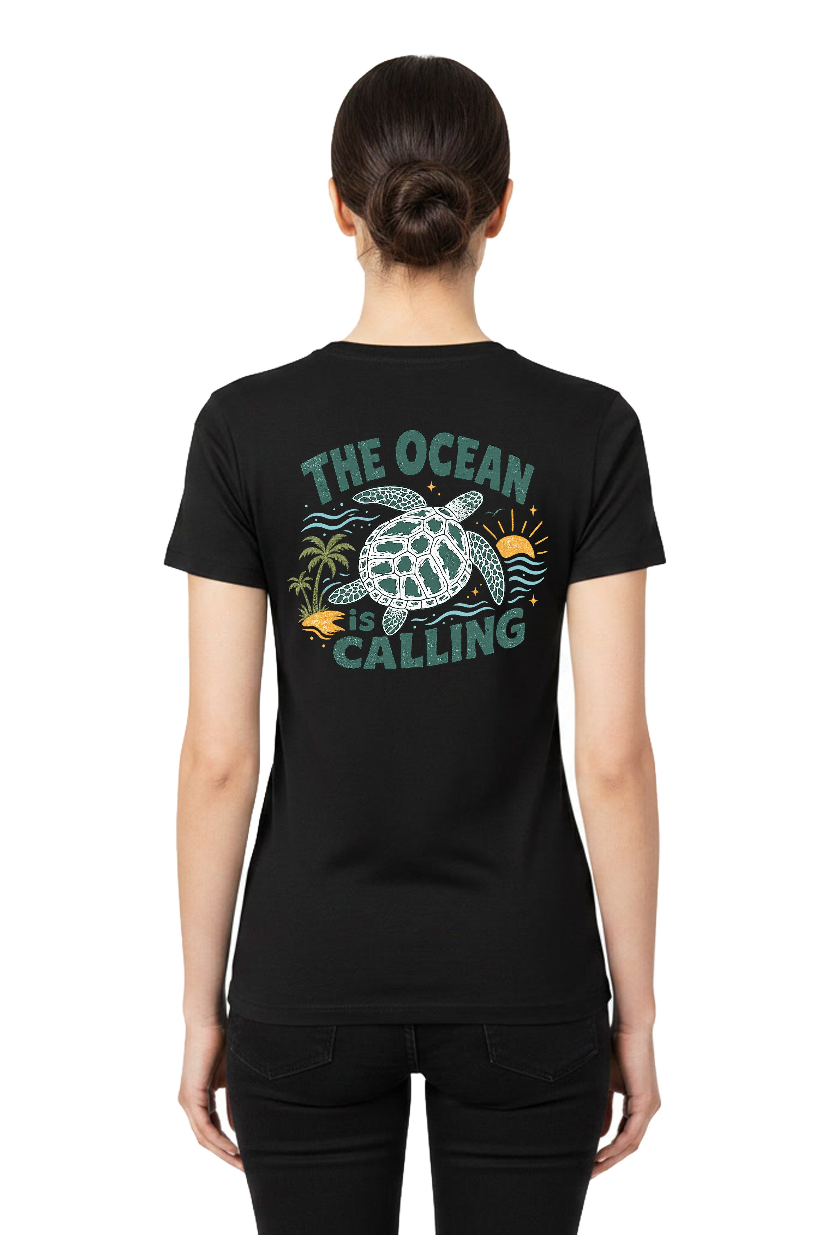 Banco T-Shirt Damen Ocean Shirt Print (Einzelteil) Detailreicher Vintage-Rückendruck