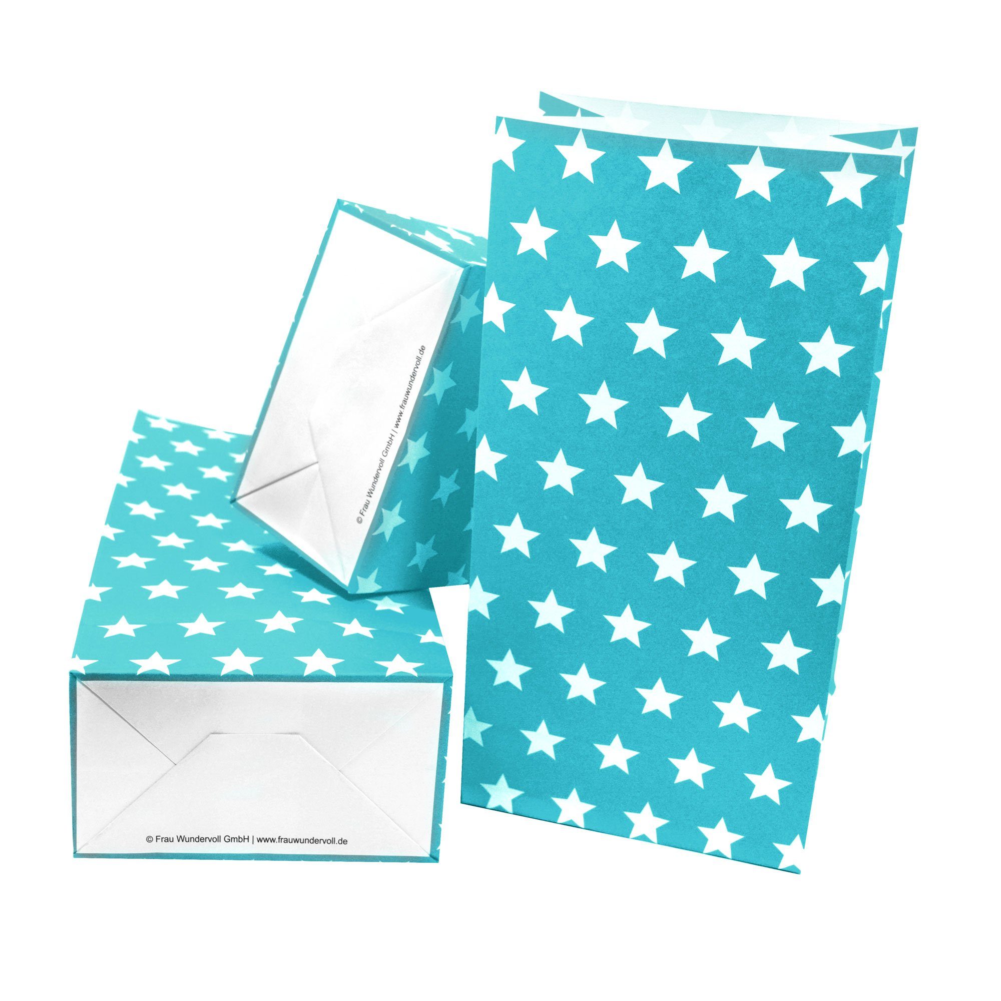 Frau WUNDERVoll Papierdekoration Papiertüten Sterne, 100g Boden, beachblau, mit Papier weiße