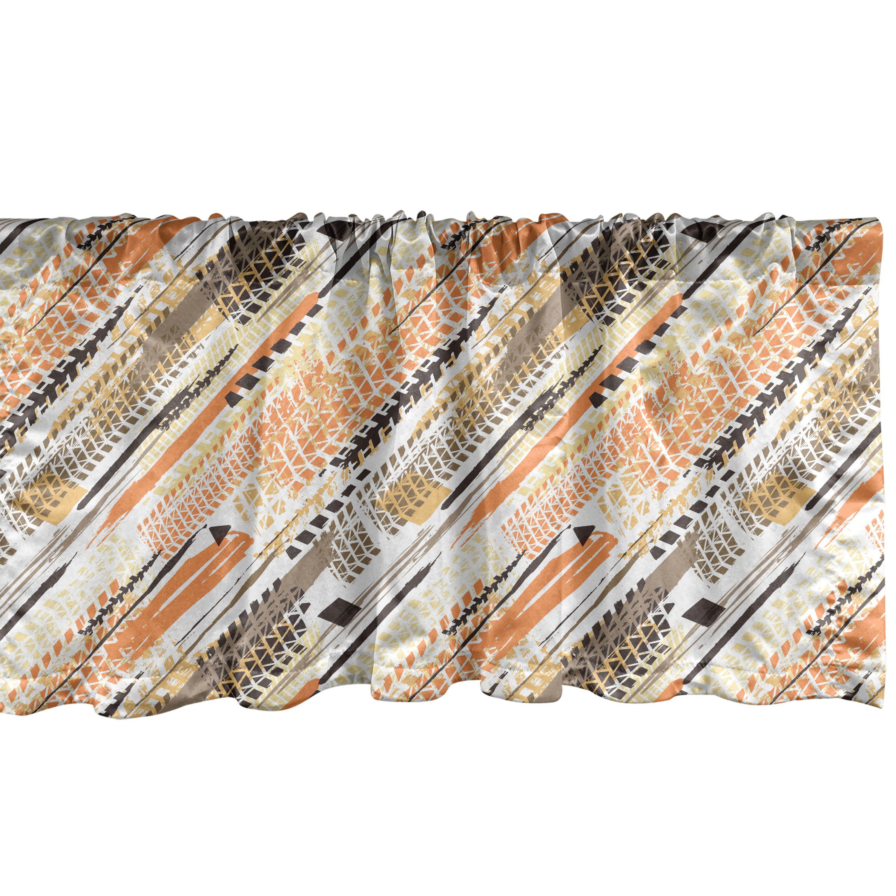 Scheibengardine Vorhang Volant für Küche Schlafzimmer Dekor mit Stangentasche, Abakuhaus, Microfaser, Abstrakt Kontinuierliche Tire Tracks Kunst
