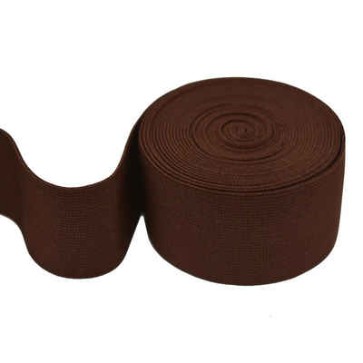maDDma Gummiband 5m Gummiband 50 mm Gummilitze elastisches Band Bekleidungsgummi, dunkelbraun