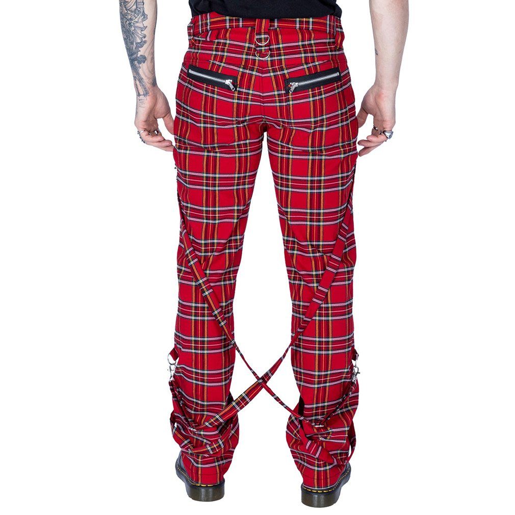Heartless Stoffhose Midas Tartan Rot Kariert Punk Karo Riemen