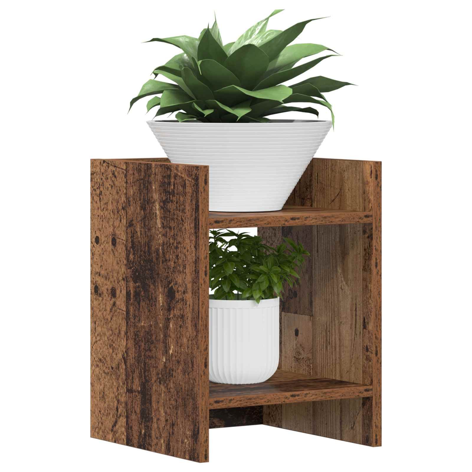 vidaXL Blumenständer Pflanzenständer mit Regal Altholz 30 x 30 x 40 cm Holzwerkstoff (1 St)