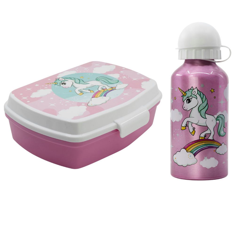 Lunchbox Sweet Einhorn Unicorn 2 tlg. Lunch Set Brotdose plus Trinkflasche