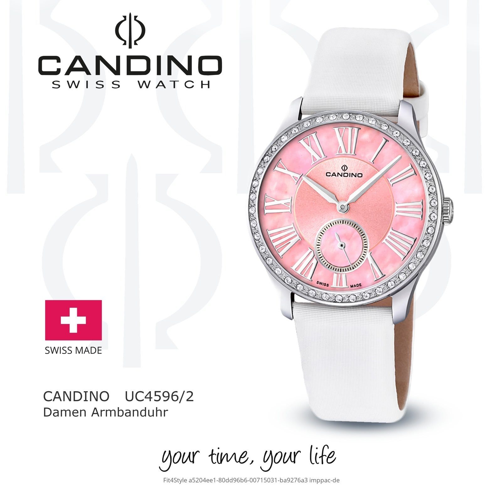 Candino Quarzuhr Candino rund, weiß, Armbanduhr Analog C4596/2, Damen Lederarmband Damen Fashion Quarzuhr