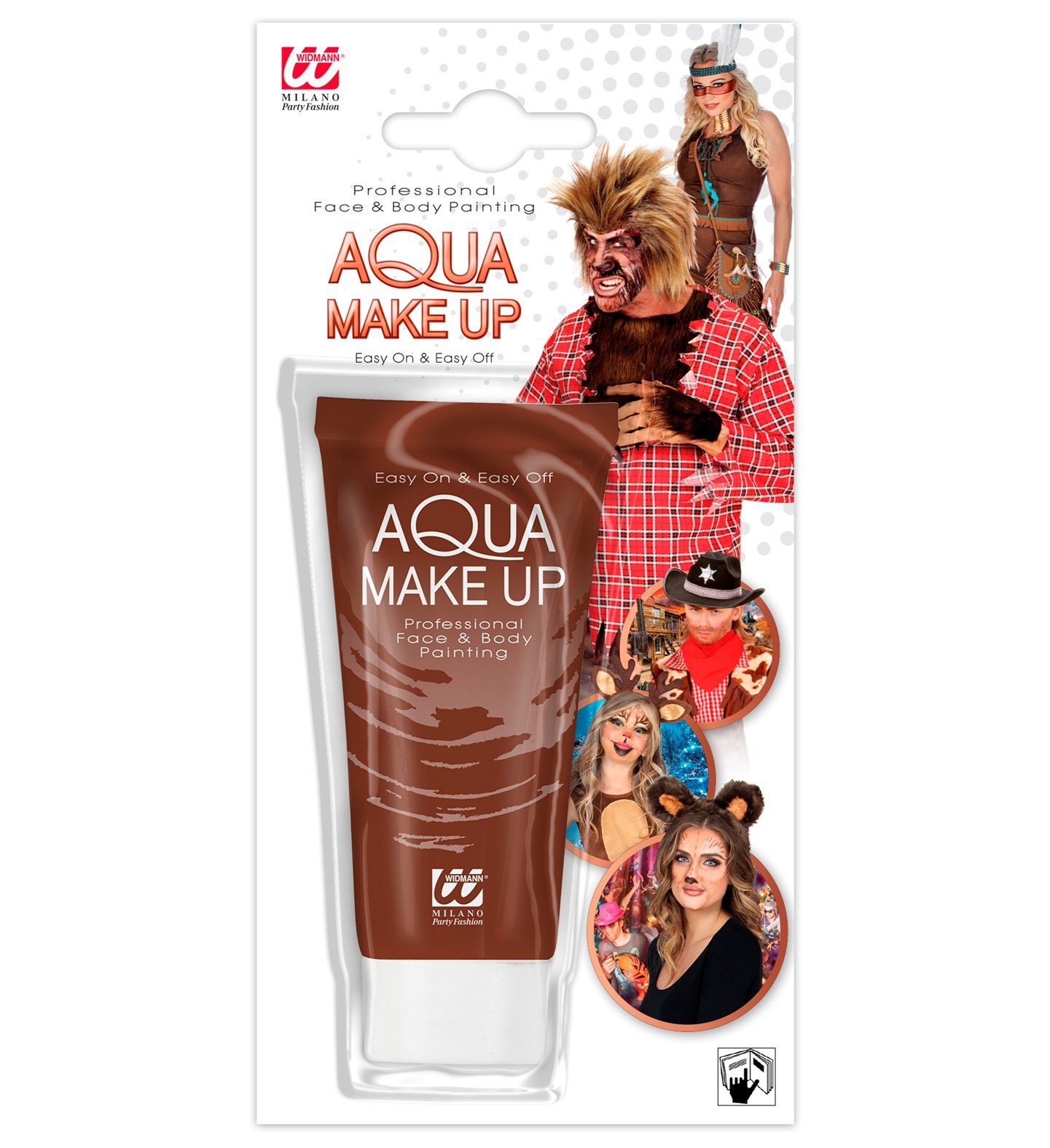 Theaterschminke Aqua Make-up - Tube 30 ml, Braun