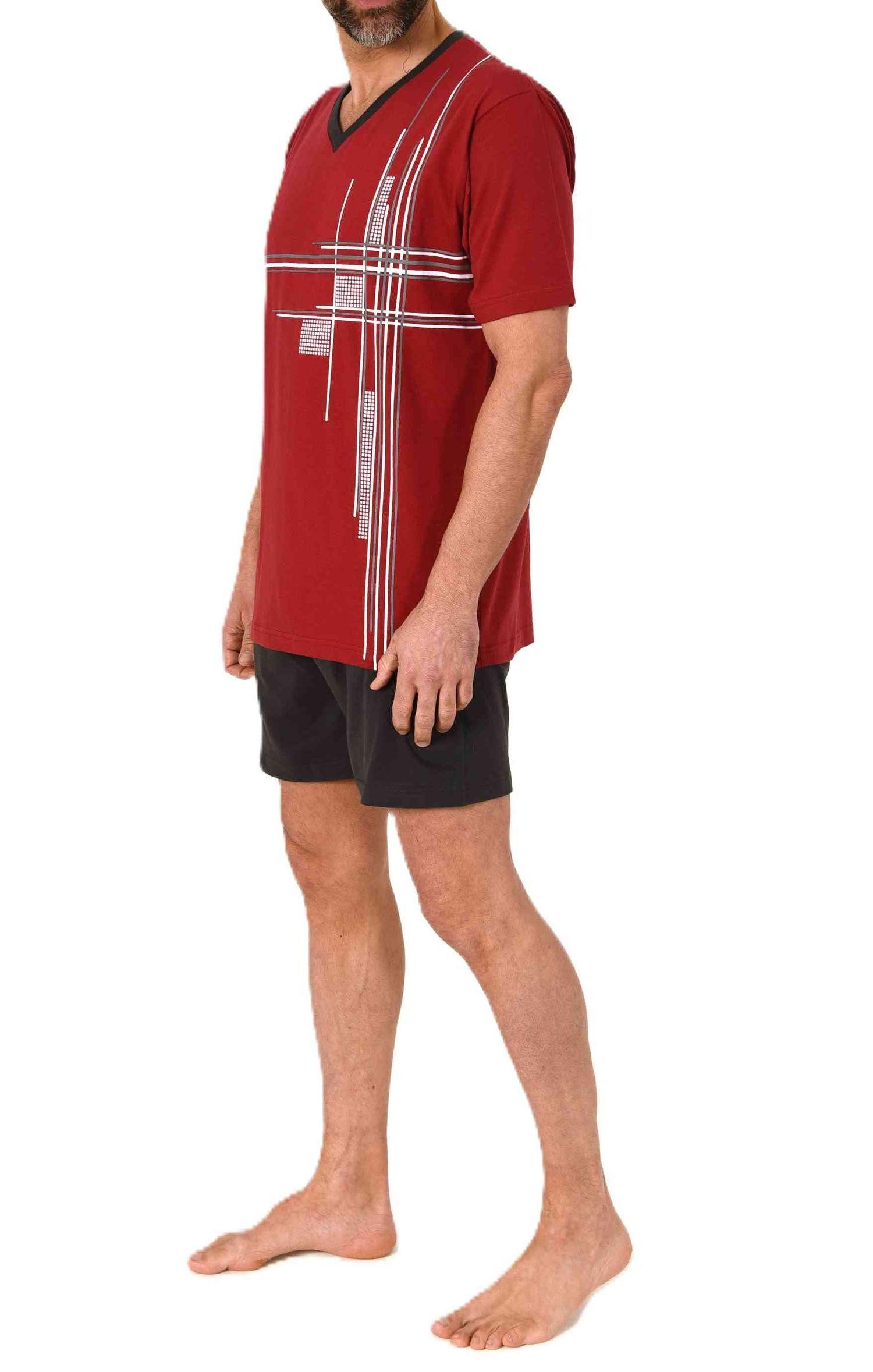 Normann Pyjama Normann Herren Schlafanzug kurzarm Shorty mit stilvollen Frontprint