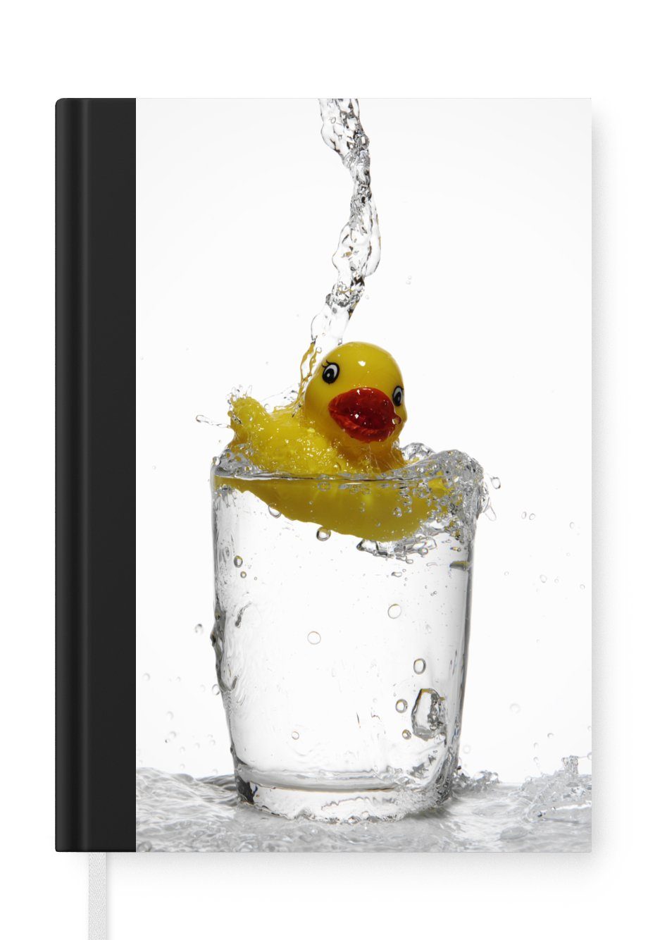 MuchoWow Notizbuch Badeente in einem Glas Wasser, Journal, Merkzettel, Tagebuch, Notizheft, A5, 98 Seiten, Haushaltsbuch