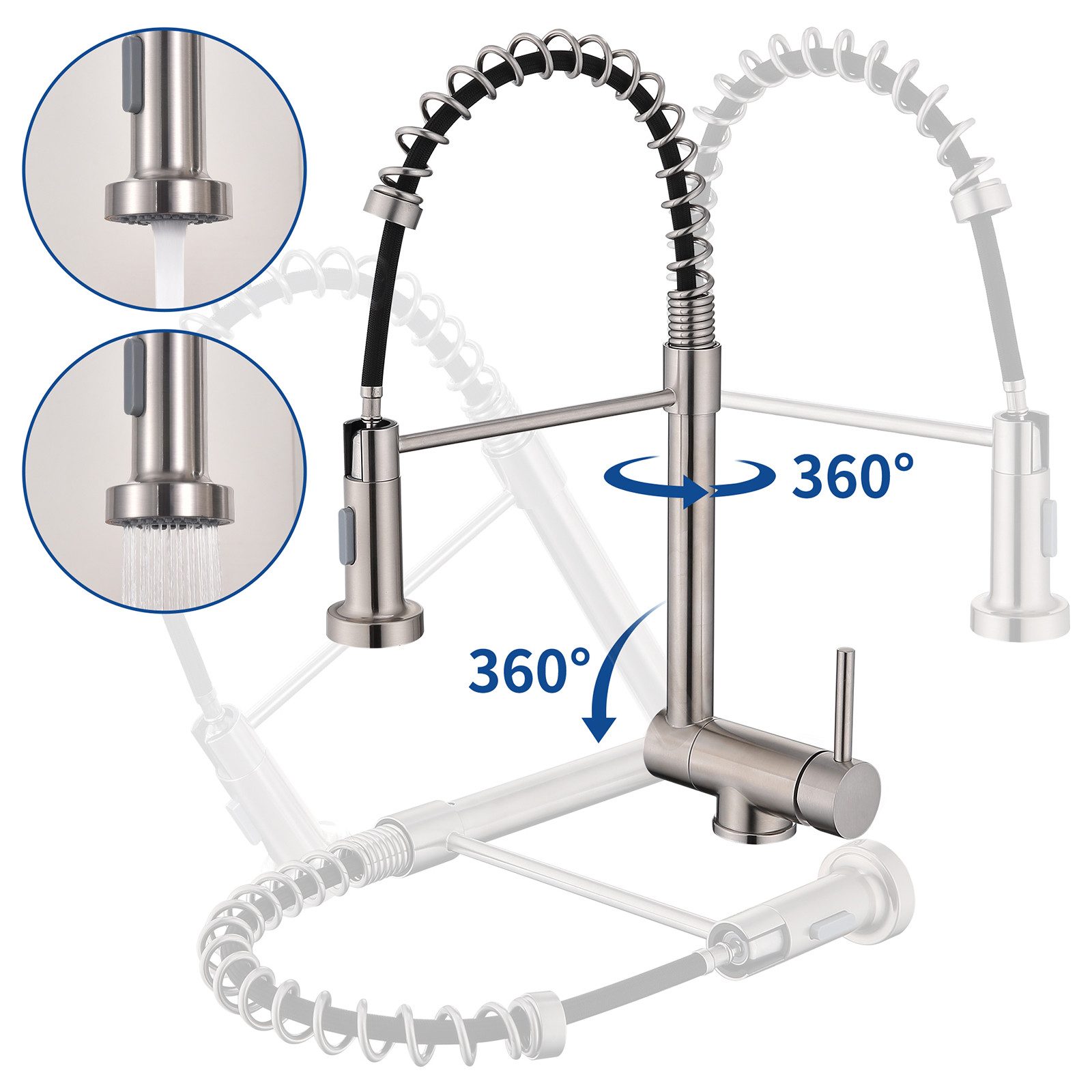 HOMELODY Küchenarmatur Vorfenster Wasserhahn, 360° Drehbare, Unterfenster K günstig online kaufen