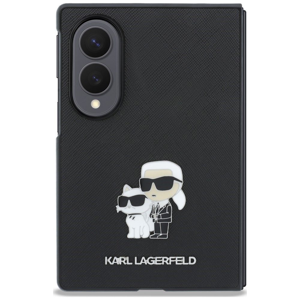 KARL LAGERFELD Handyhülle Galaxy Z Fold 8 Kunstleder Saffiano schwarz Logo Metall 7,6 Zoll, Kantenschutz – Bild 2 von 5