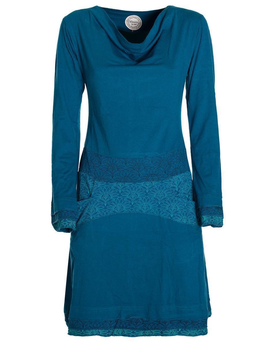 Vishes Jerseykleid Kleid Wasserfallkragen Bund bedruckt günstig online kaufen