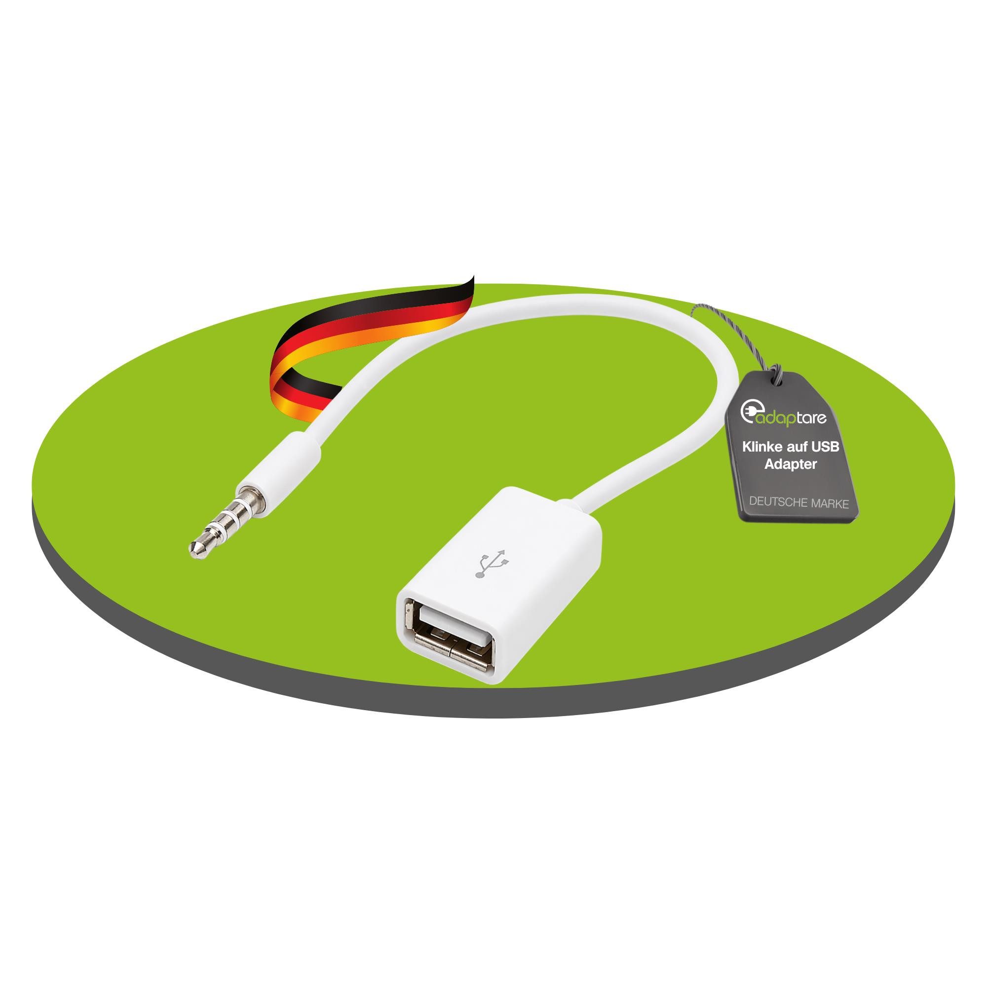adaptare adaptare 14030 10 cm Aux-In-Kabel 3,5-mm-Klinke-Stecker auf USB 2.0-Bu Audio-Kabel