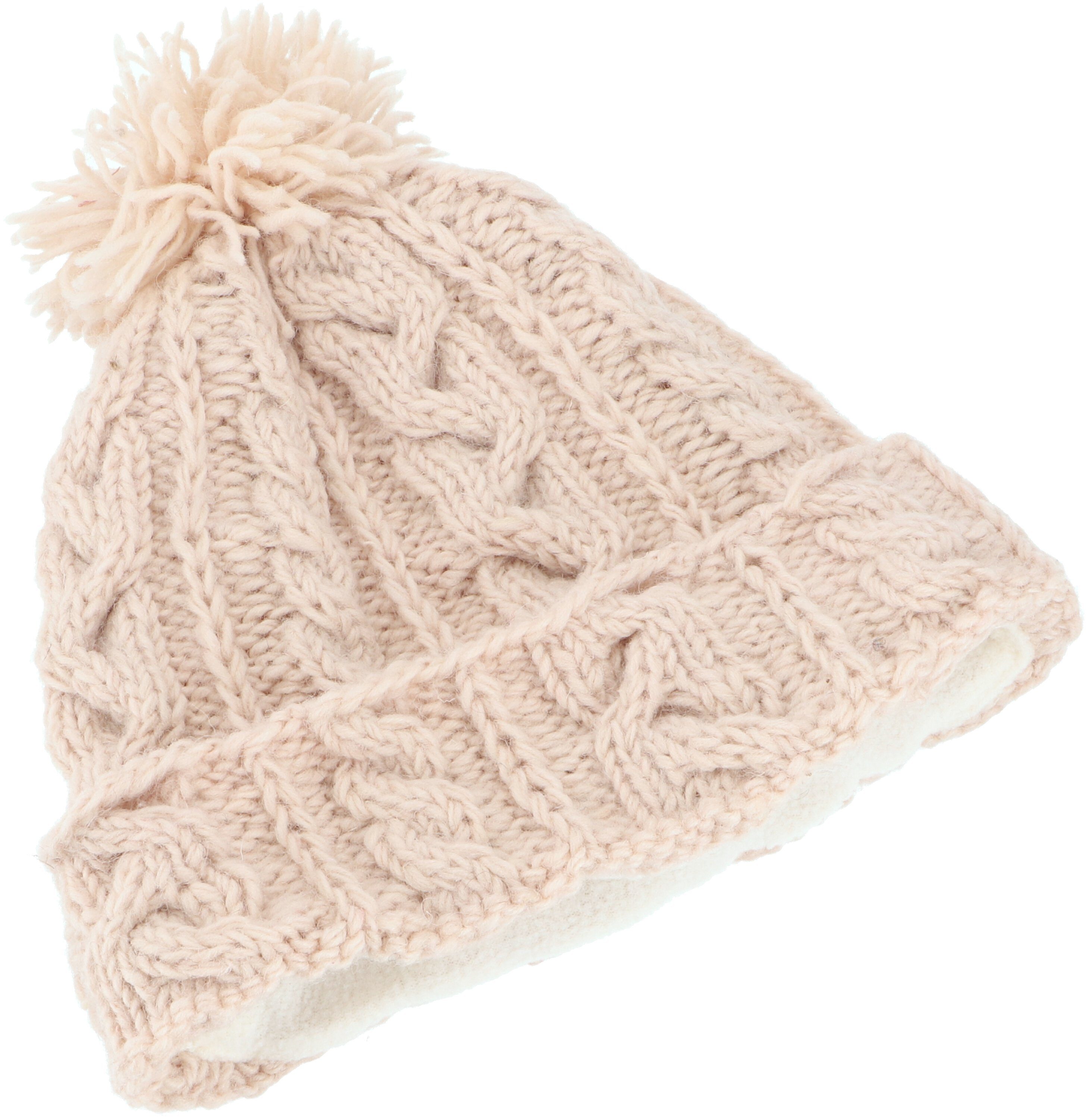 naturweiß aus Mütze, Guru-Shop Bommelmütze Beanie Nepal, Wollmütze,.. Strickmütze