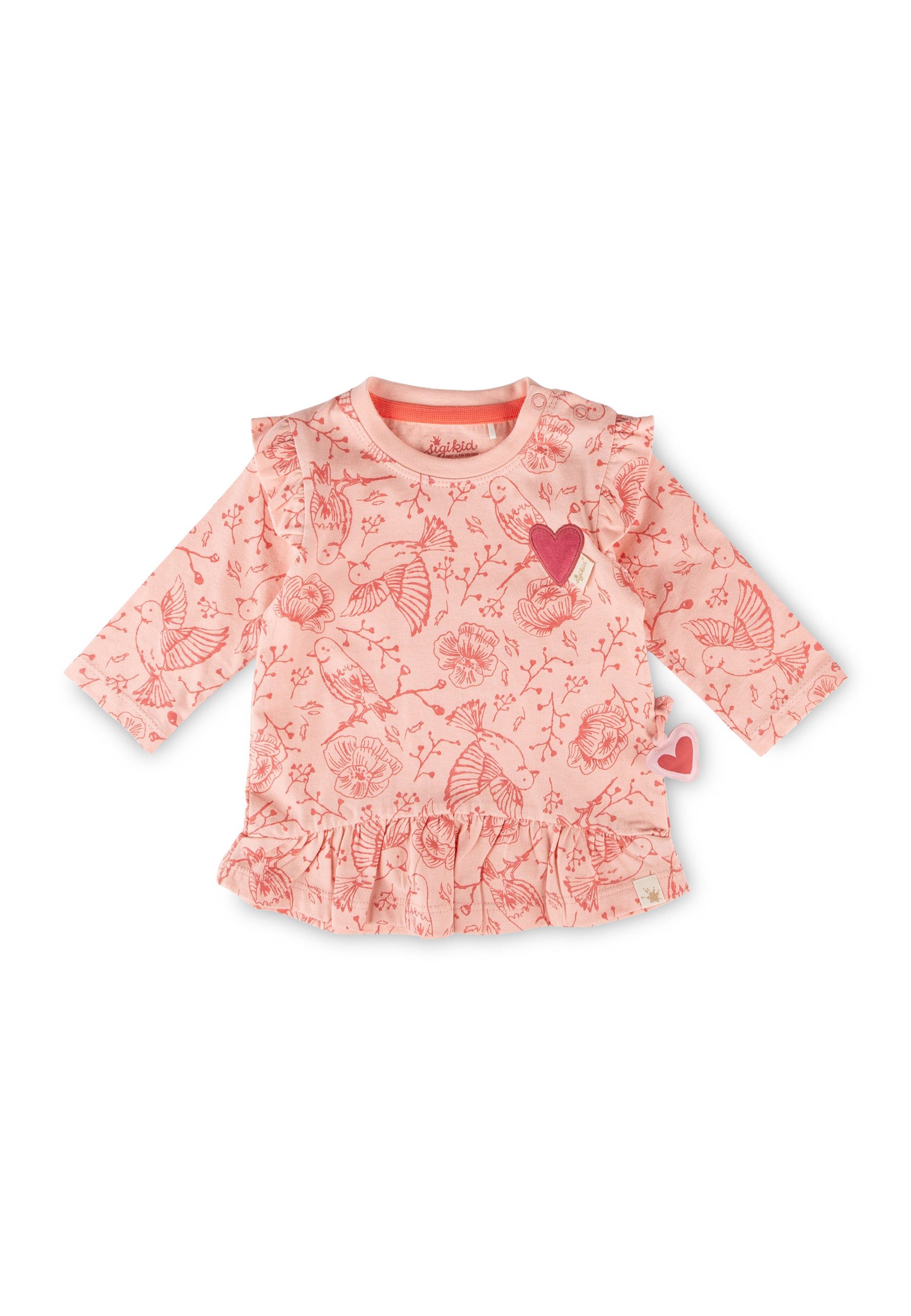 Sigikid Longshirt Longshirt Pink Birds für Babys Mädchen (1-tlg)