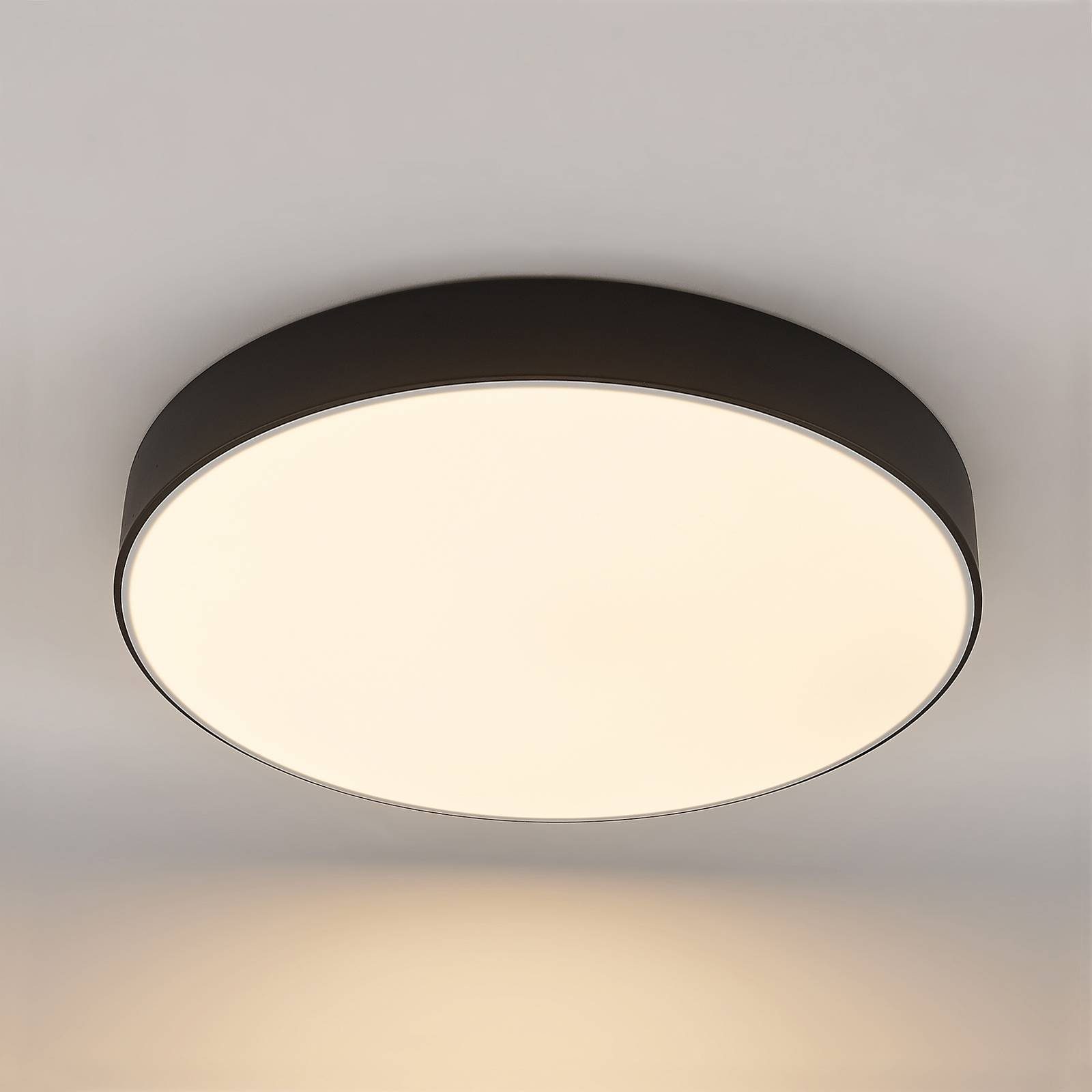 Lindby LED Deckenleuchte 1 Schwarz, Metall, weiß, Kunststoff, flammig, fest inkl. LED-Leuchtmittel warmweiß, dimmbar, Simera, Modern, verbaut