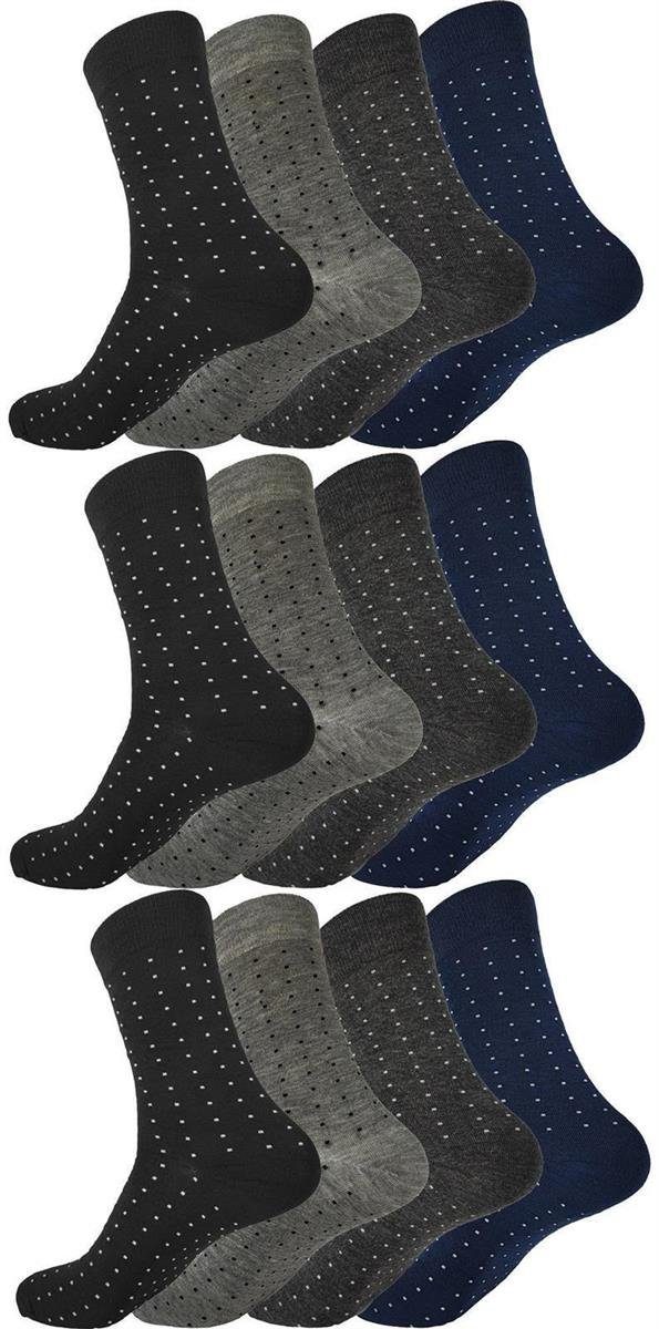 EloModa Basicsocken 12 Paar Herren Socken Muster klassischer Form Freizeit Sport (12-Paar) 12 Paar, Mix3