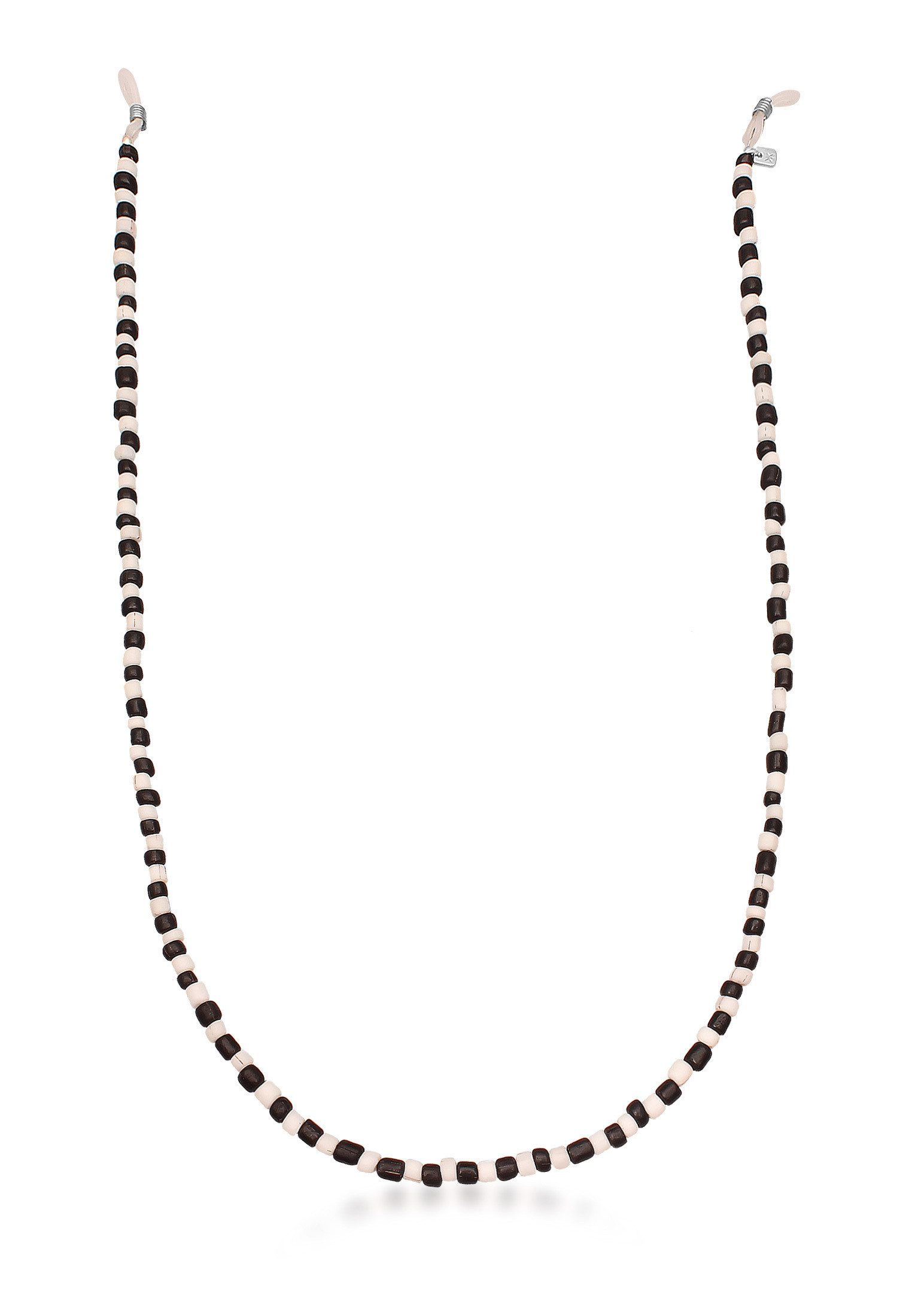 Kuzzoi Brillenkette Brillenkette Glasperlen Schwarz Weiß 925 Sterling Silber