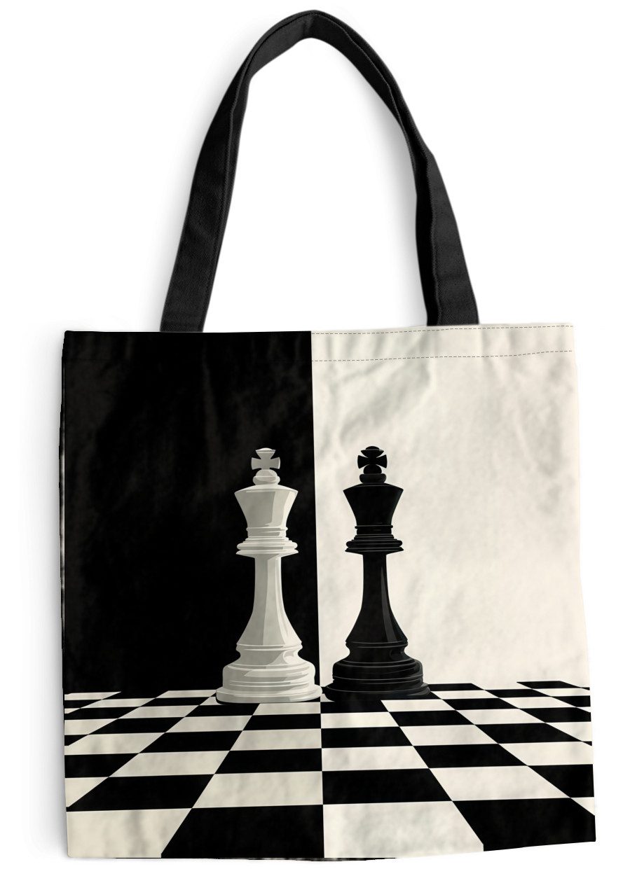 MuchoWow Shopper Schachfiguren - König - Blockiert - Schwarz, Handtasche, Damen und Herren, Schultertasche, Umhängetasche, Tote Bag