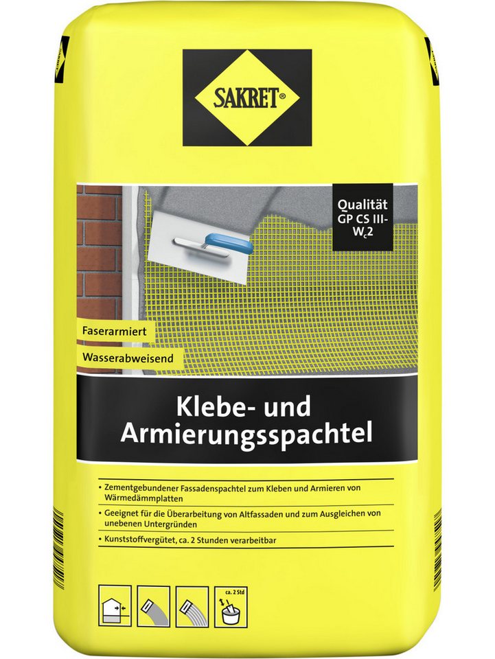 Sakret Spachtelmasse SAKRET Klebe- und Armierungsspachtel 10 kg Sack
