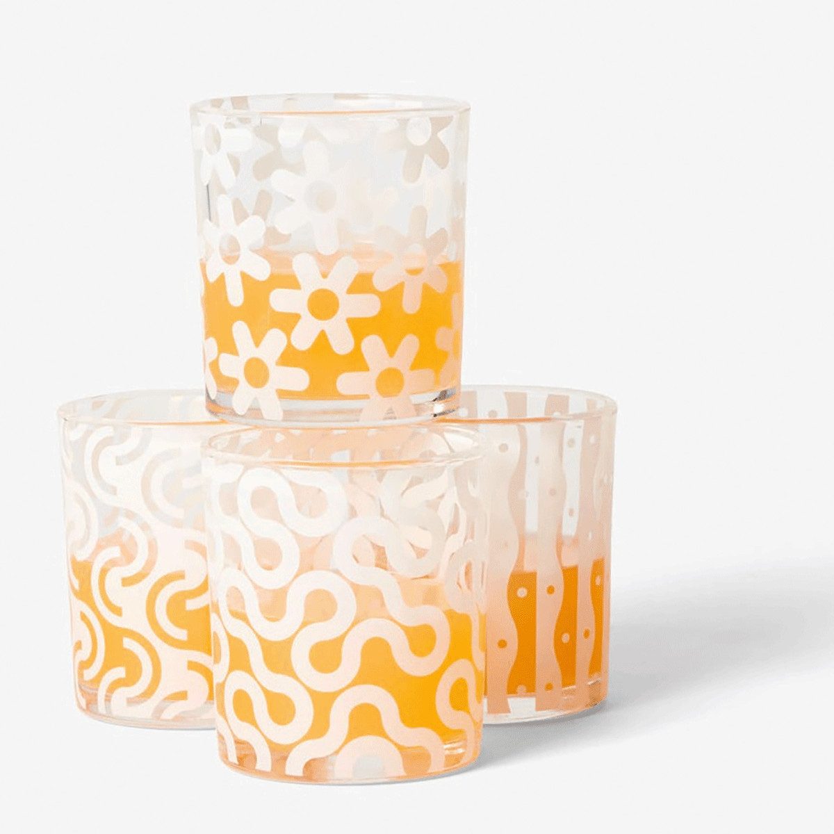Glas Areaware Dusen Dusen Gläser, Muster, Weiß, 4 Stück