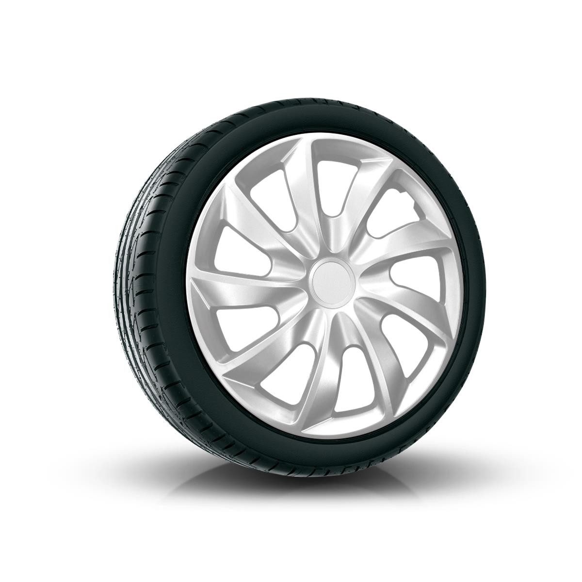 NRM Radkappe QUAD 14 Zoll in Silber, 14 in Zoll, (4-St) Radzierblenden für Stahlfelgen Radkappen Satz 4er Set 14"