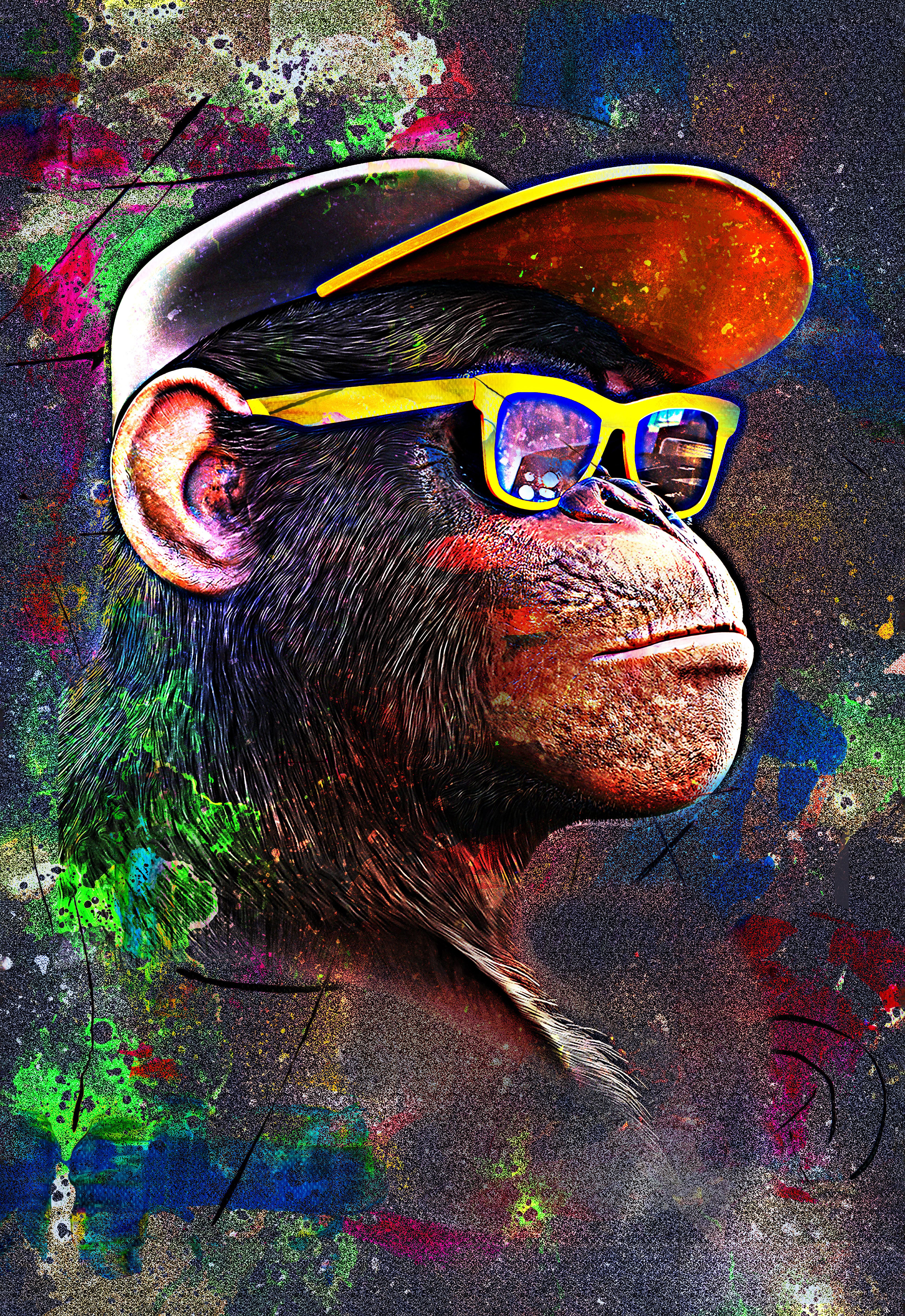 Affengeilebilder Leinwandbild Affengeil Sonnenbrille Abstrakt by Juliano de Araujo Keilrahmen, (1 St), Kunstdruck Wandbild Bild in verschiedenen Formaten