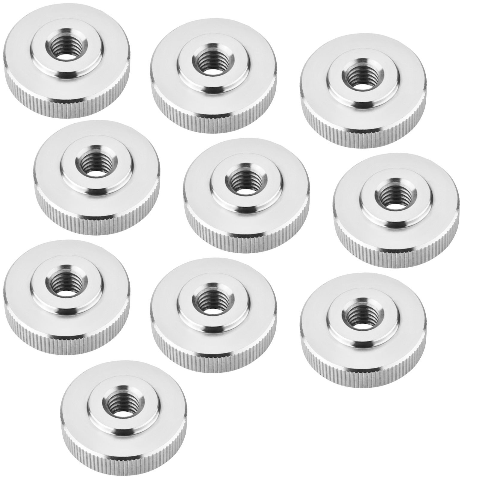 SO-TECH® Muttern Rändelmutter Edelstahl V2A (SS304) metrische Griffmutter, (10-St), M10 flache Form DIN 467, mit gerändelten Seitenflächen