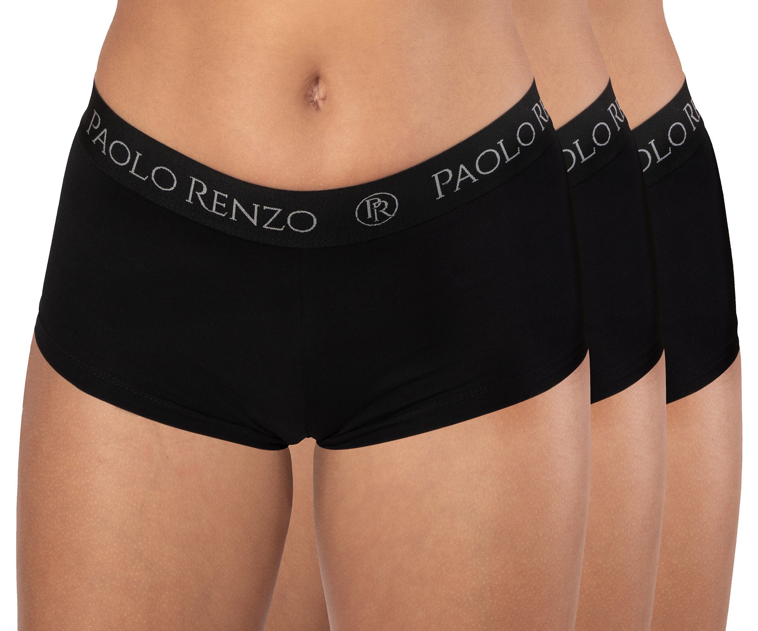 Paolo Renzo Panty Sports-Collection Atmungsaktive & Hautsympatische Damen Panty (3-St) Sport Panty aus hochwertiger Baumwolle Schwarz | Klassische Panties