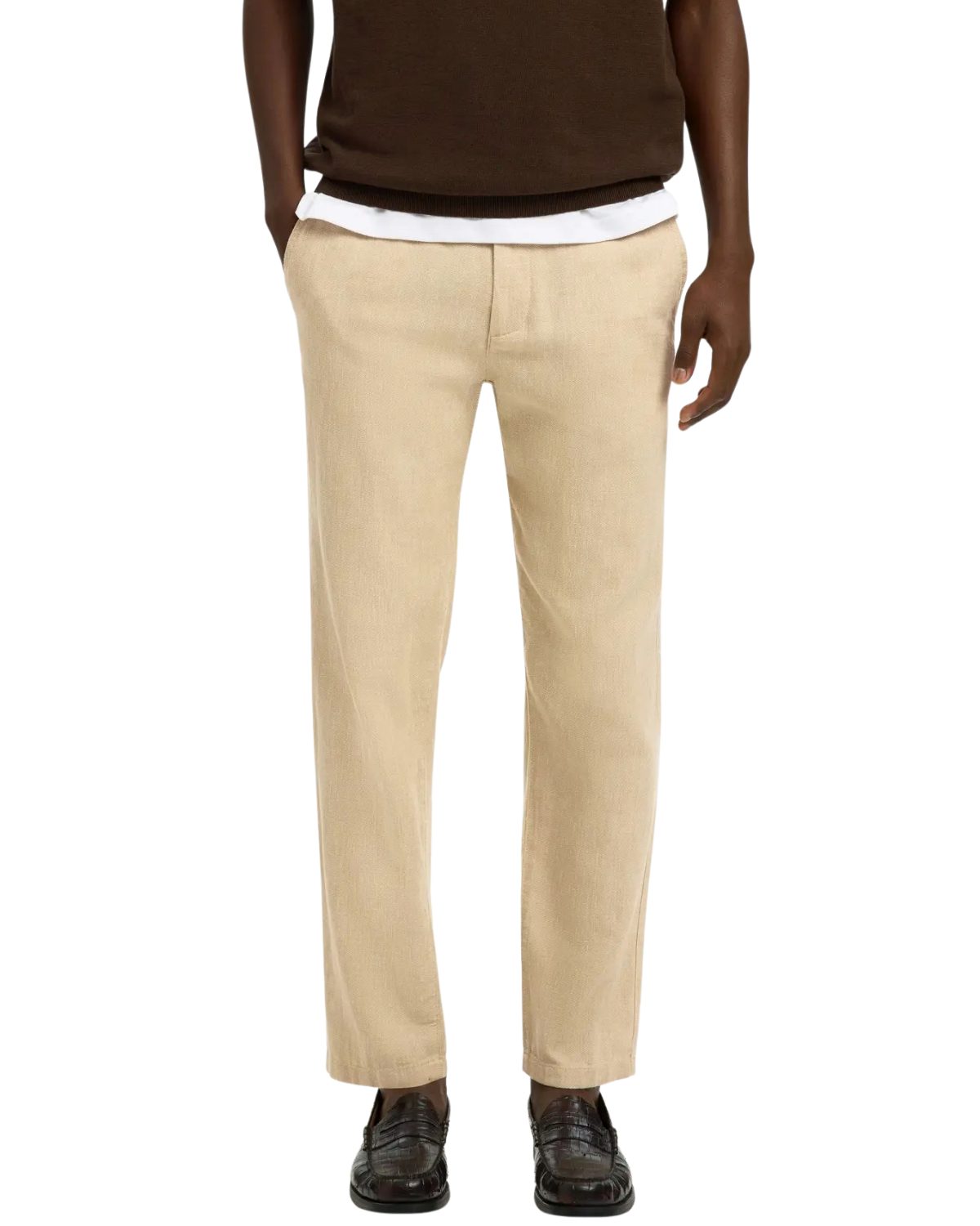 SELECTED HOMME Leinenhose Slim Tapered Fit, mit Reißverschluss & Knopf