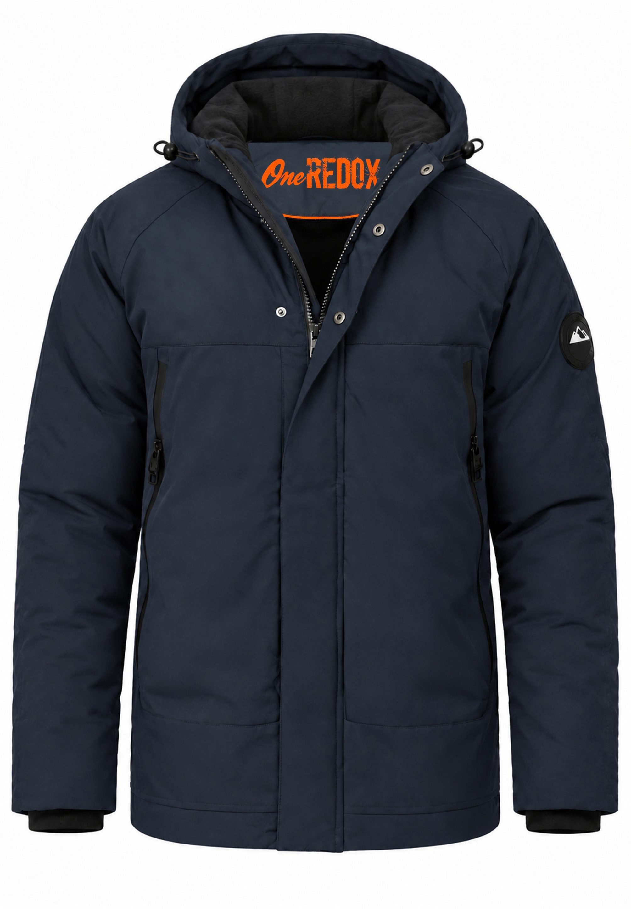 OneRedox Winterjacke mit Kapuze als Pufferjacke - Steppjacke Herren Outdoor Jacke für den Winter mit Fleece-Gefütterter Kapuze
