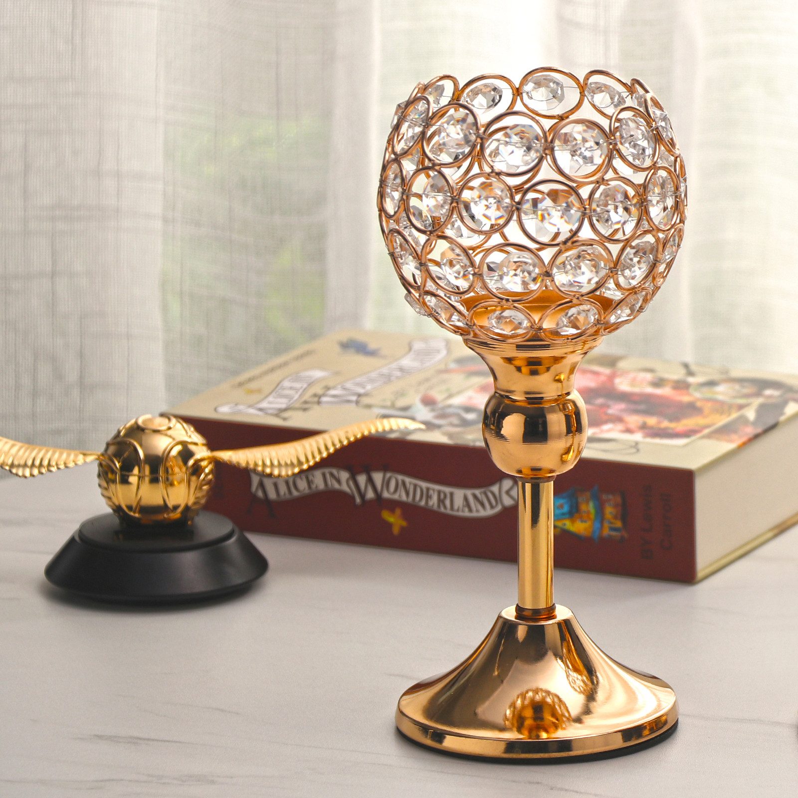 KAHOO Kerzenständer Goldener Kristall Kerzenhalter (1 St), Windlicht, Tisch günstig online kaufen