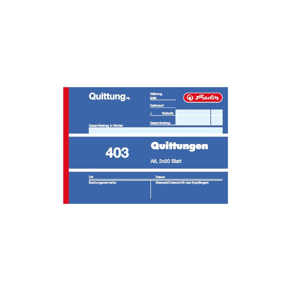Herlitz Geschäftspapier 4x Herlitz Quittungsblock 403 / A6 quer / 2x50 Blatt